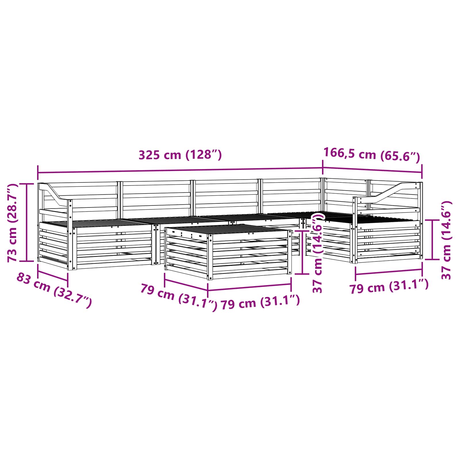 vidaXL Zestaw sof na zewnątrz 6 pcs Naturalny