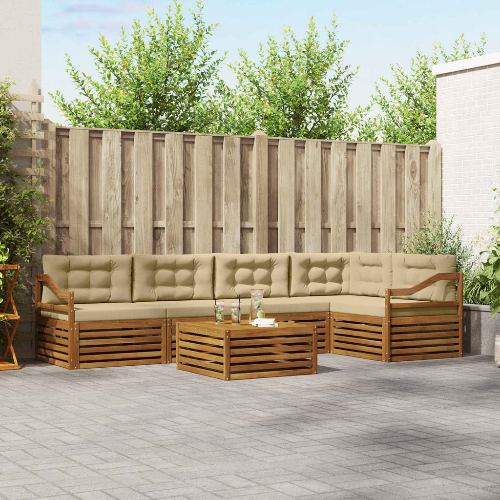 vidaXL Zestaw sof na zewnątrz z poduszką 6 pcs Naturalny i Beżowy