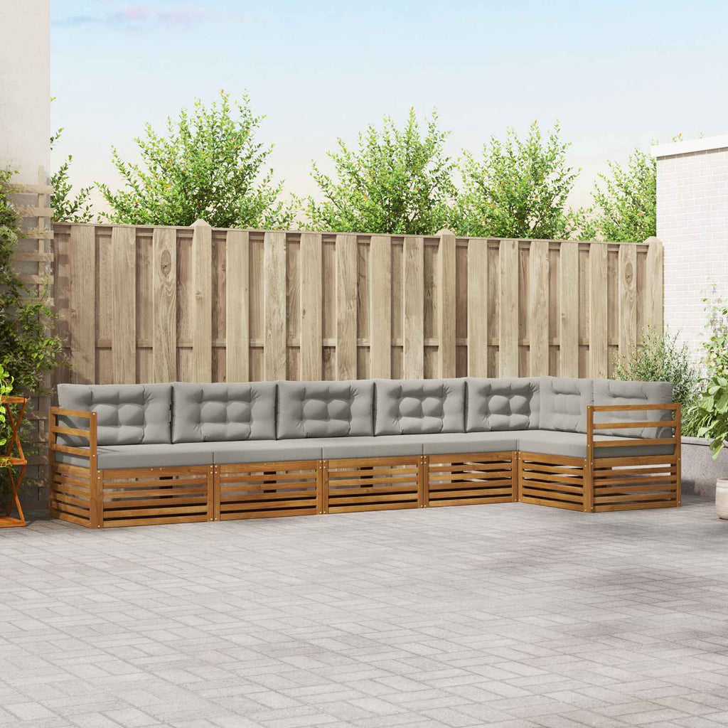 vidaXL Zestaw sof na zewnątrz z poduszką 6 pcs Naturalny i Jasny Szary