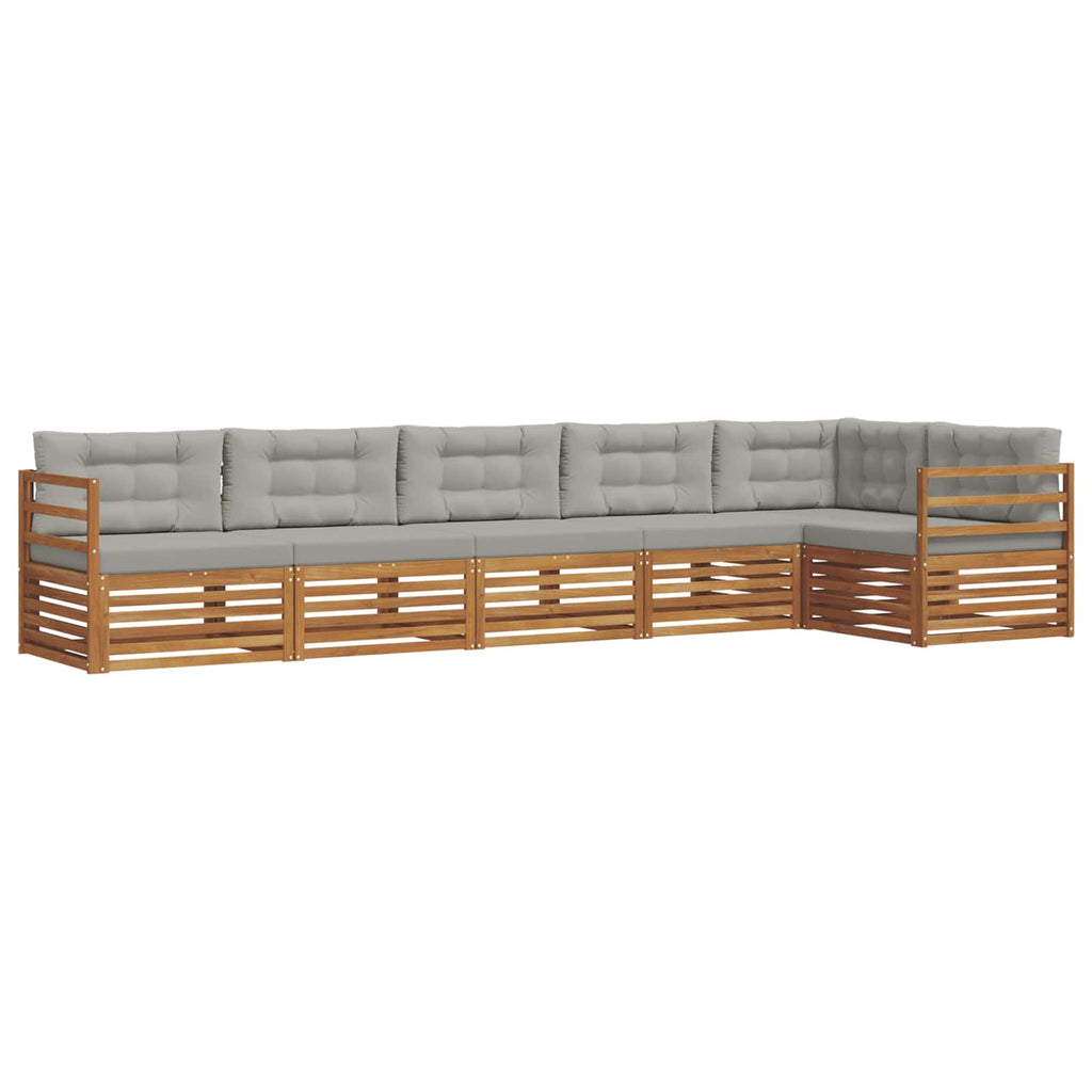 vidaXL Zestaw sof na zewnątrz z poduszką 6 pcs Naturalny i Jasny Szary