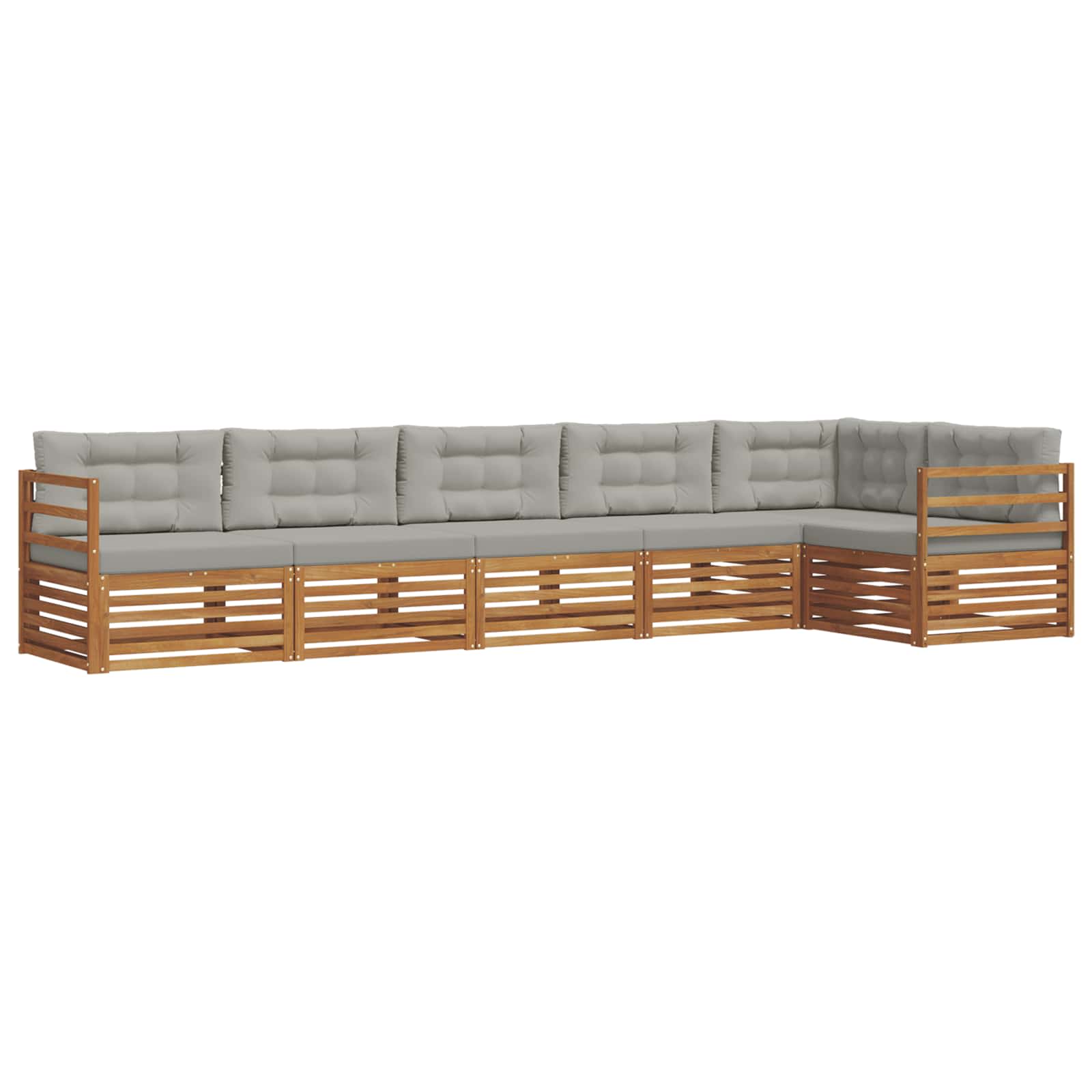 vidaXL Zestaw sof na zewnątrz z poduszką 6 pcs Naturalny i Jasny Szary