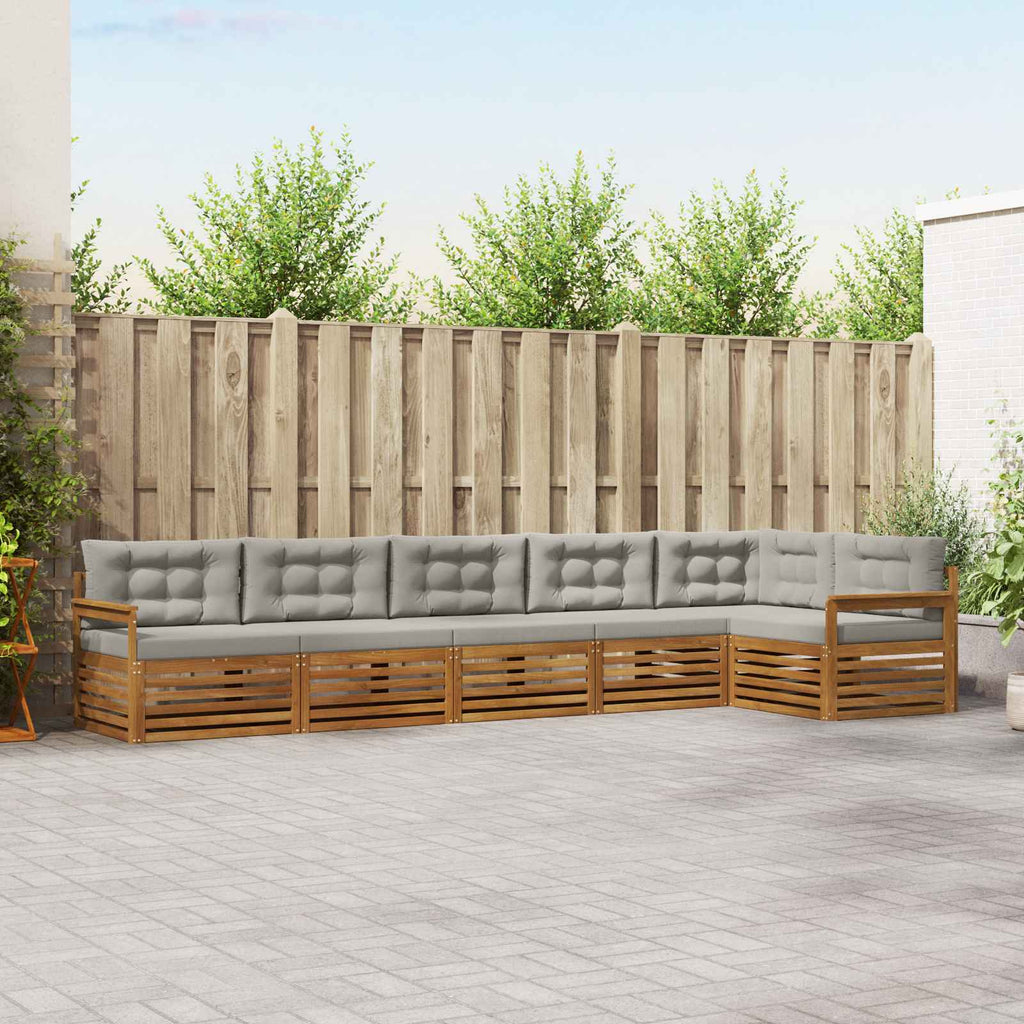 vidaXL Zestaw sof na zewnątrz z poduszką 6 pcs Naturalny i Jasny Szary