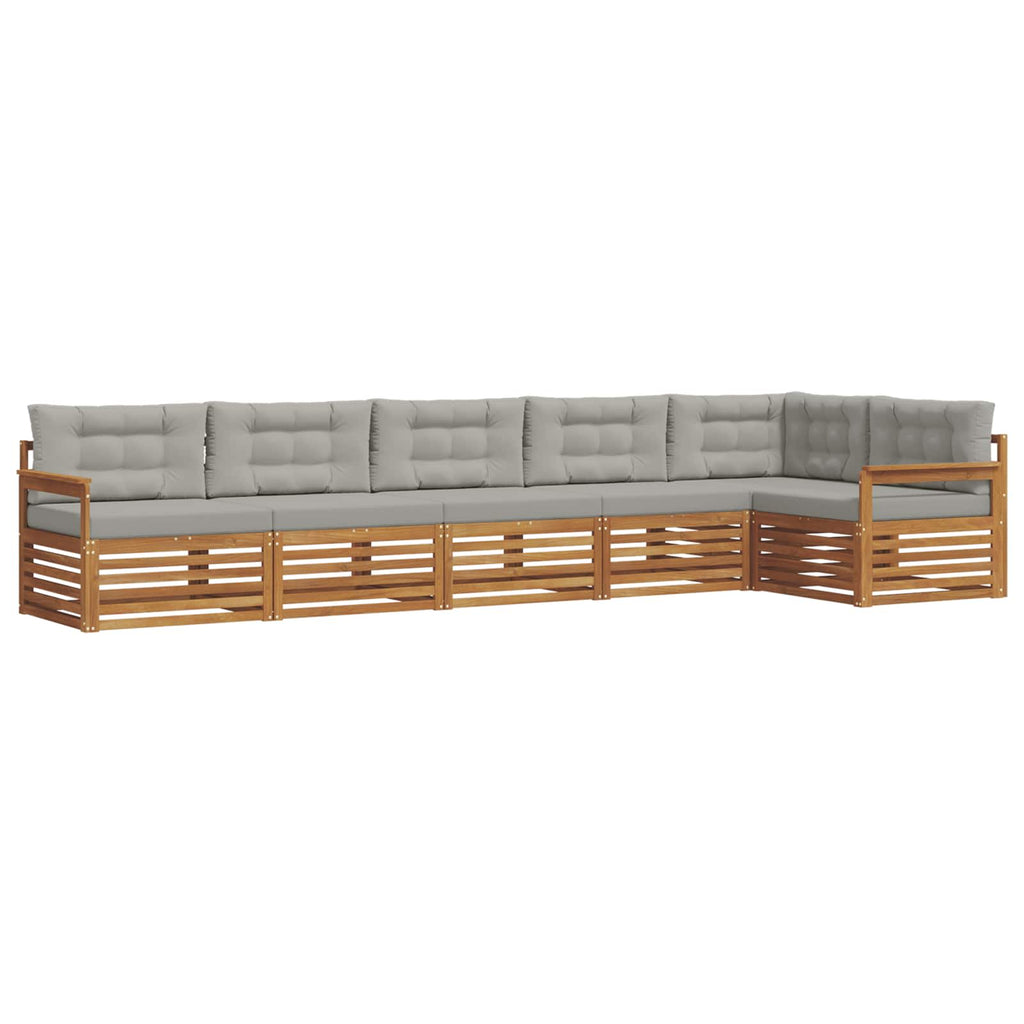 vidaXL Zestaw sof na zewnątrz z poduszką 6 pcs Naturalny i Jasny Szary