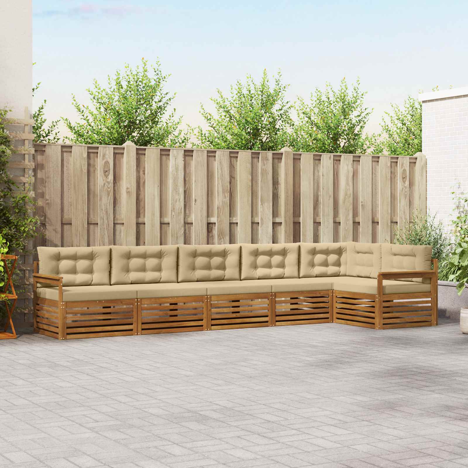 vidaXL Zestaw sof na zewnątrz z poduszką 6 pcs Naturalny i Beżowy