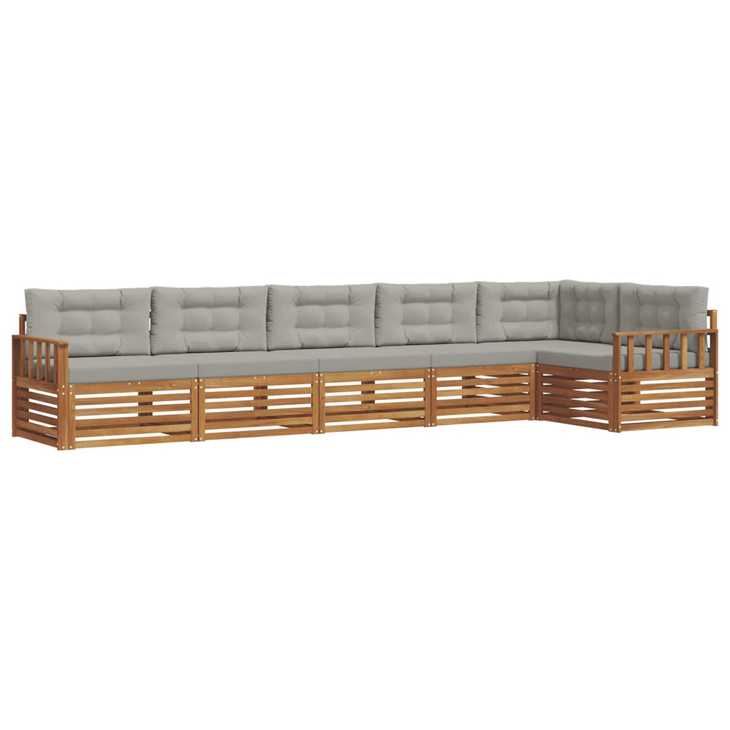 vidaXL Zestaw sof na zewnątrz z poduszką 6 pcs Naturalny i Jasny Szary