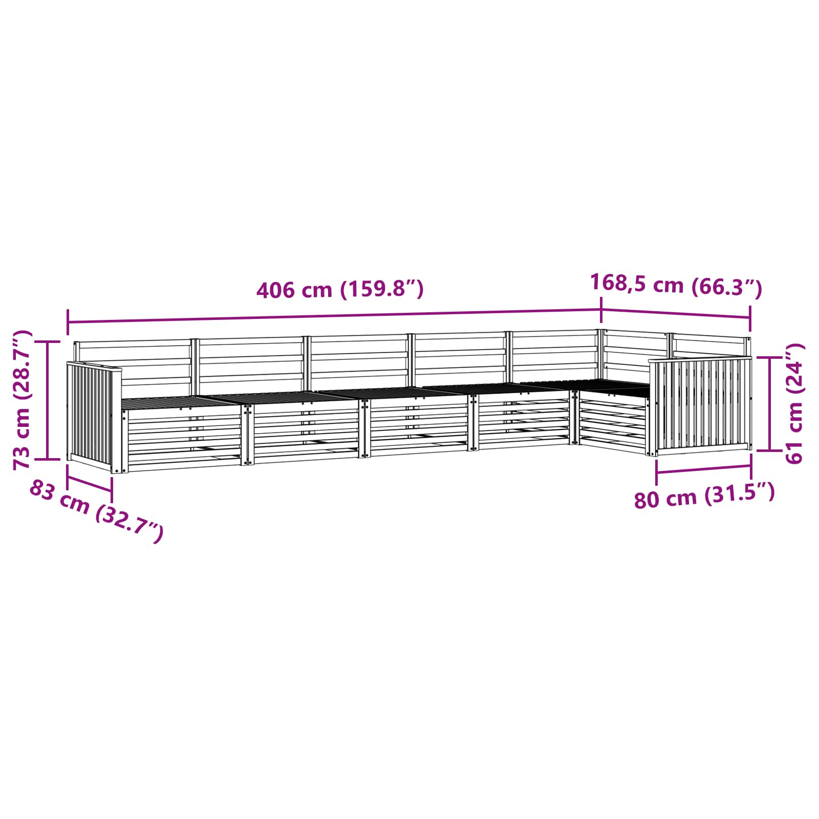vidaXL Zestaw sof na zewnątrz 6 pcs Naturalny Lite Drewno Akacji