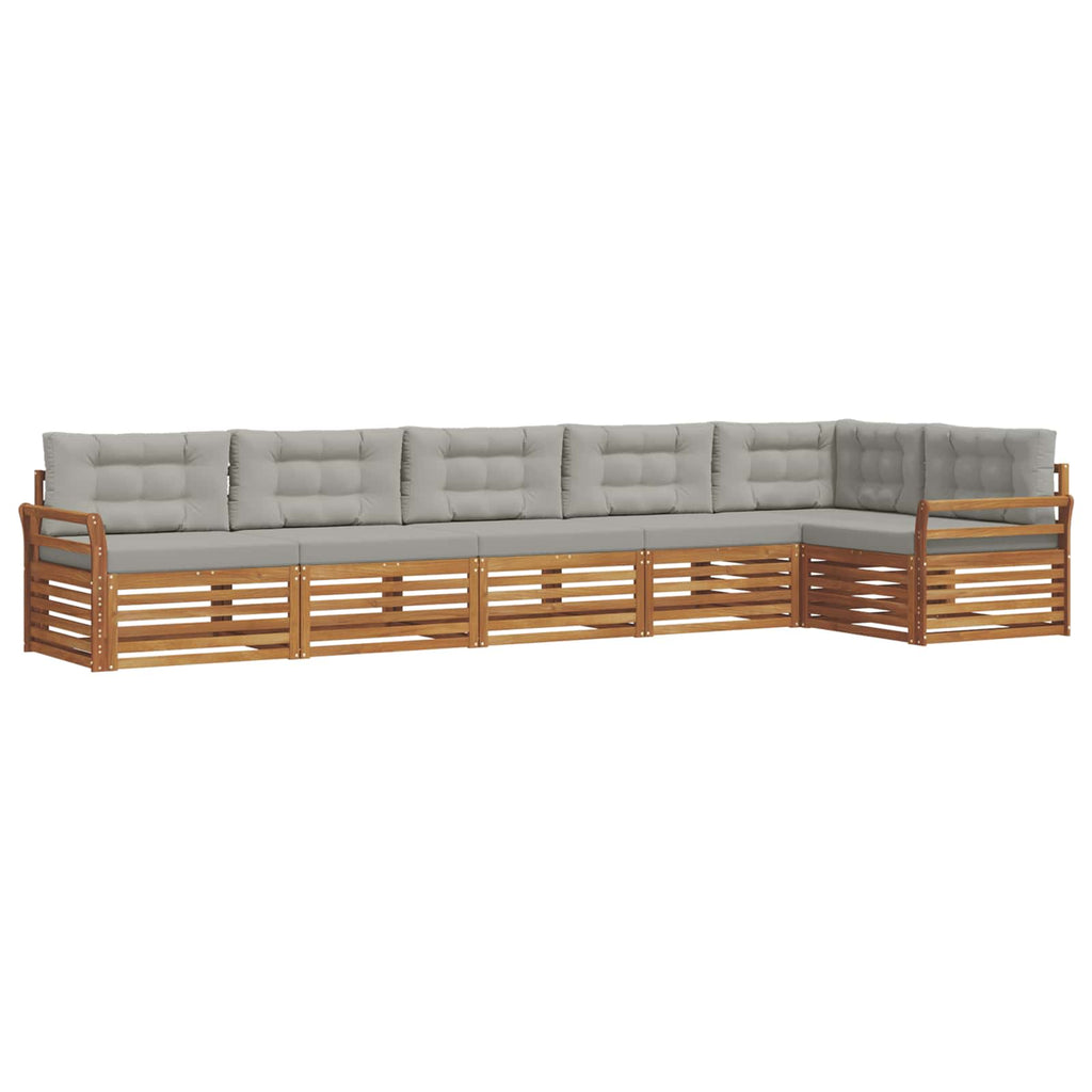 vidaXL Zestaw sof na zewnątrz z poduszką 6 pcs Naturalny i Jasny Szary