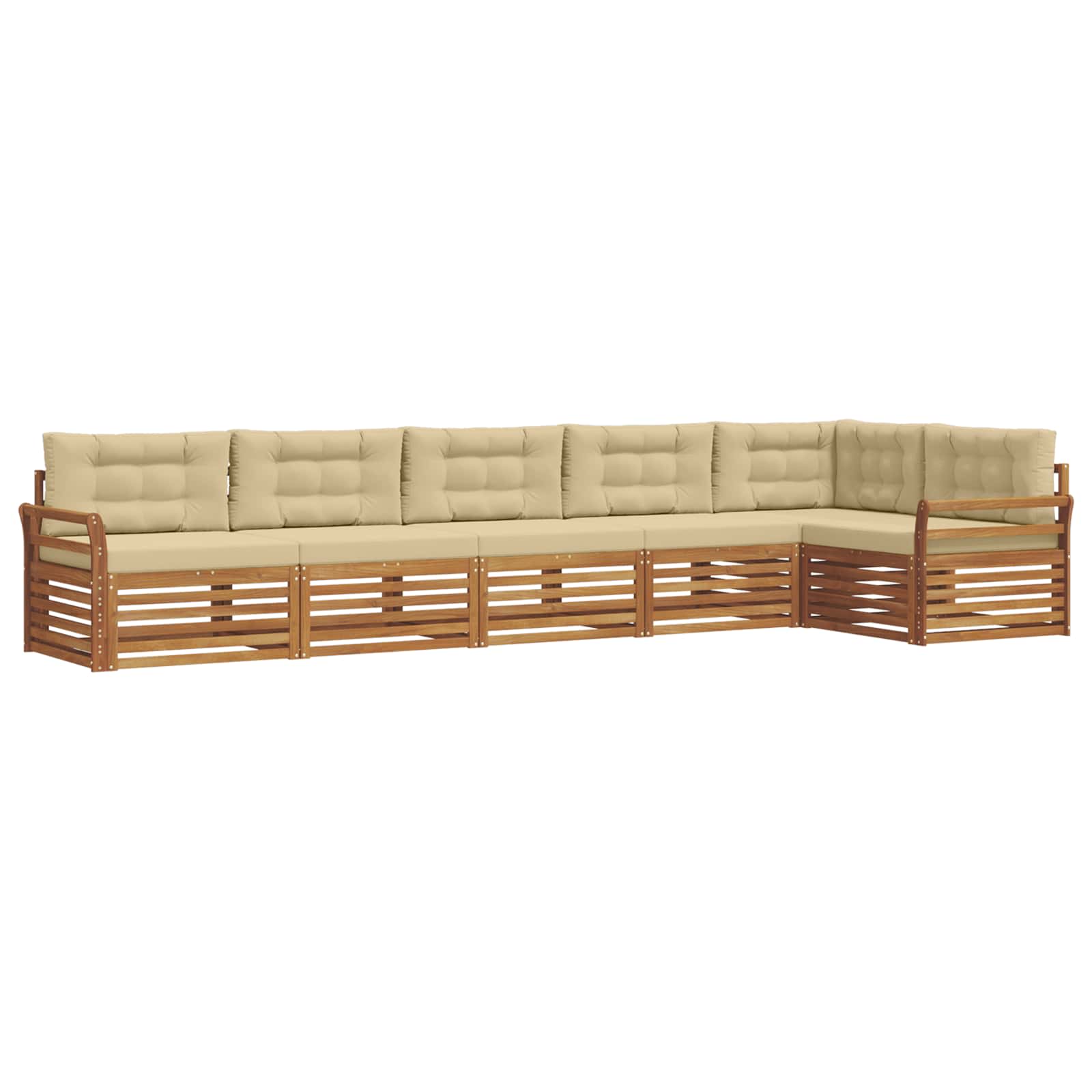 vidaXL Zestaw sof na zewnątrz z poduszką 6 pcs Naturalny i Beżowy