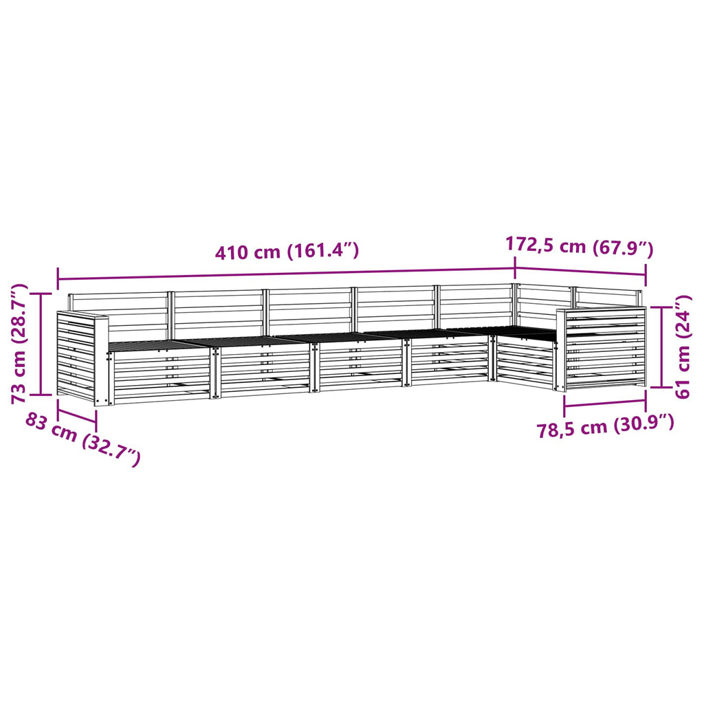 vidaXL Zestaw sof na zewnątrz 6 pcs Naturalny Lite Drewno Akacji