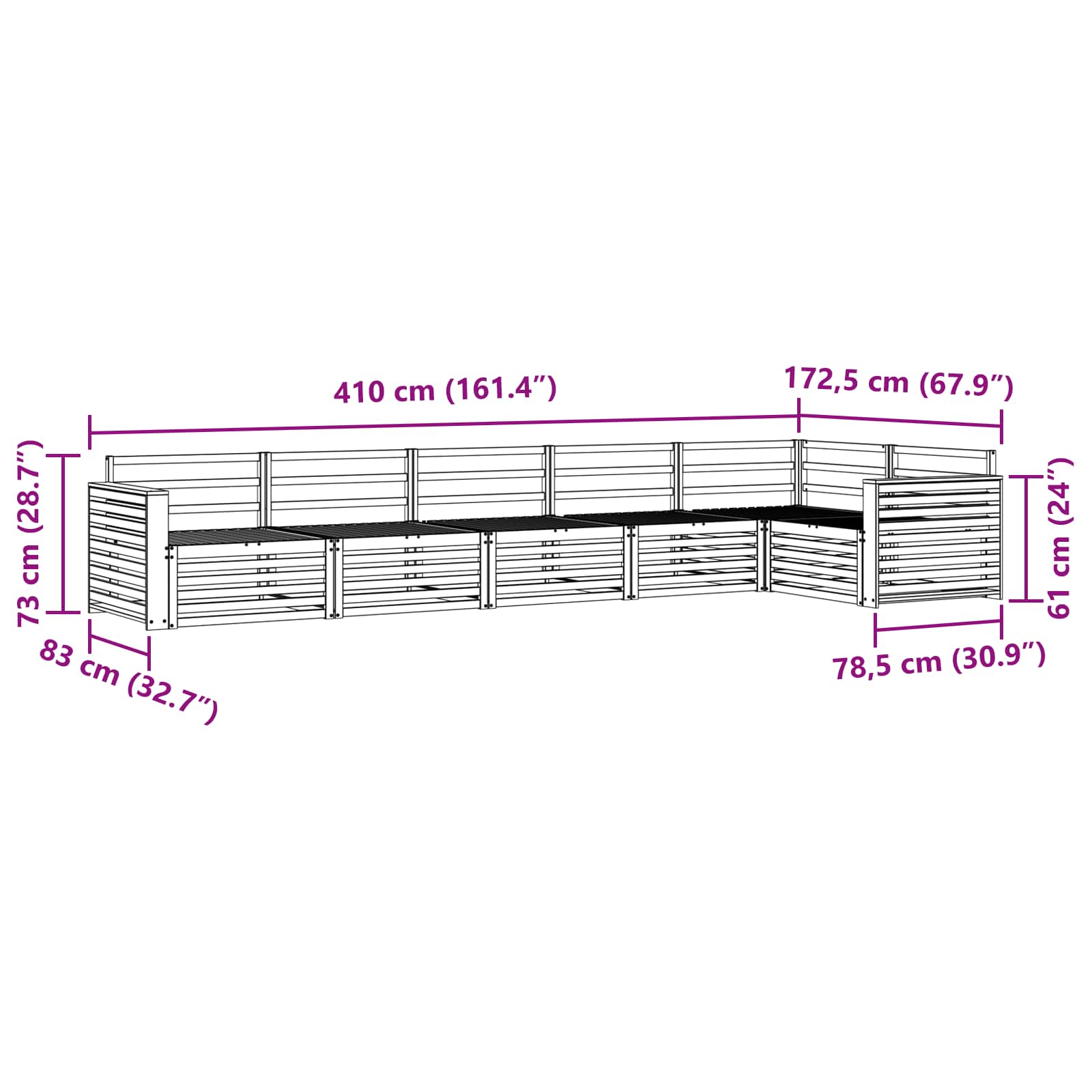 vidaXL Zestaw sof na zewnątrz 6 pcs Naturalny Lite Drewno Akacji