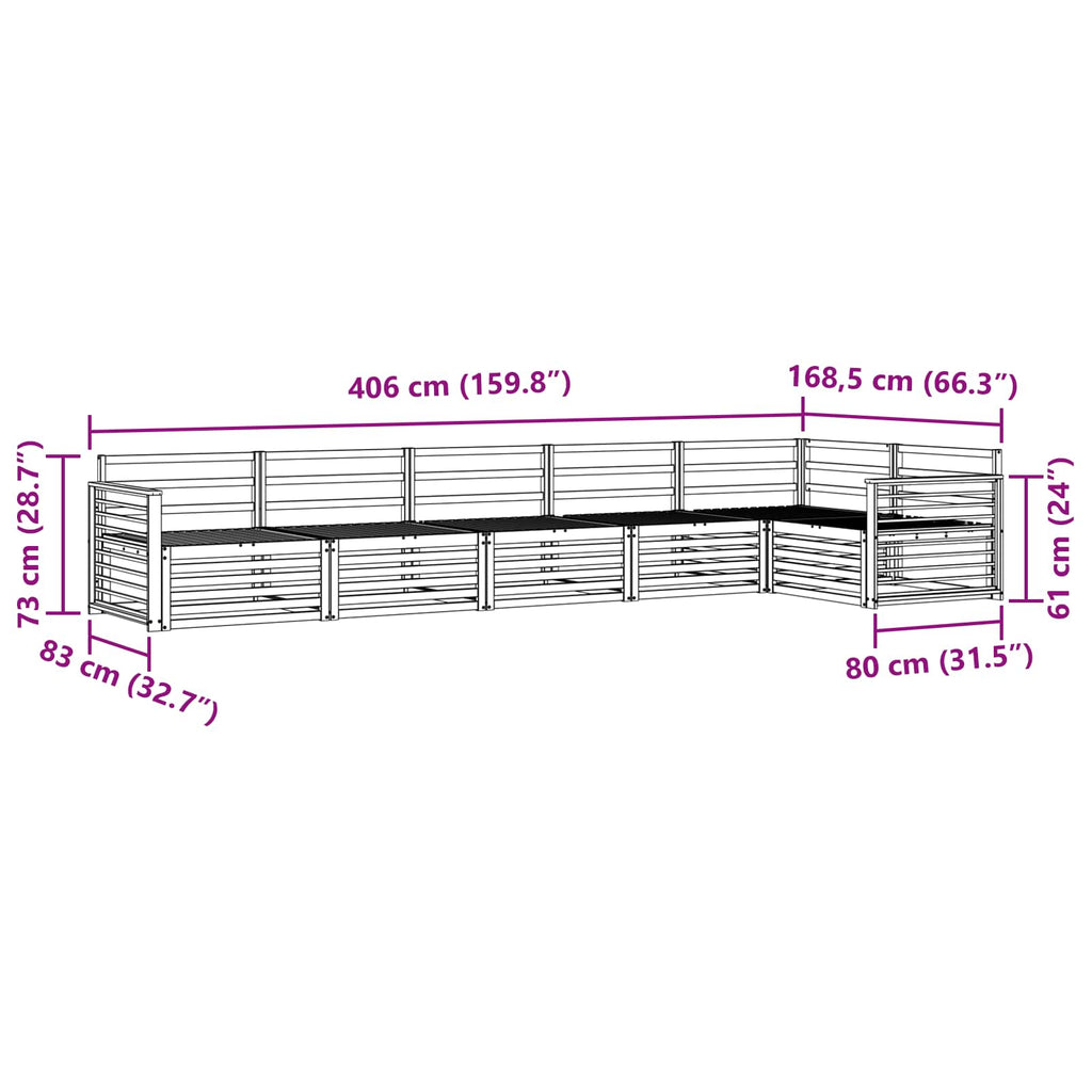 vidaXL Zestaw sof na zewnątrz 6 pcs Naturalny Lite Drewno Akacji