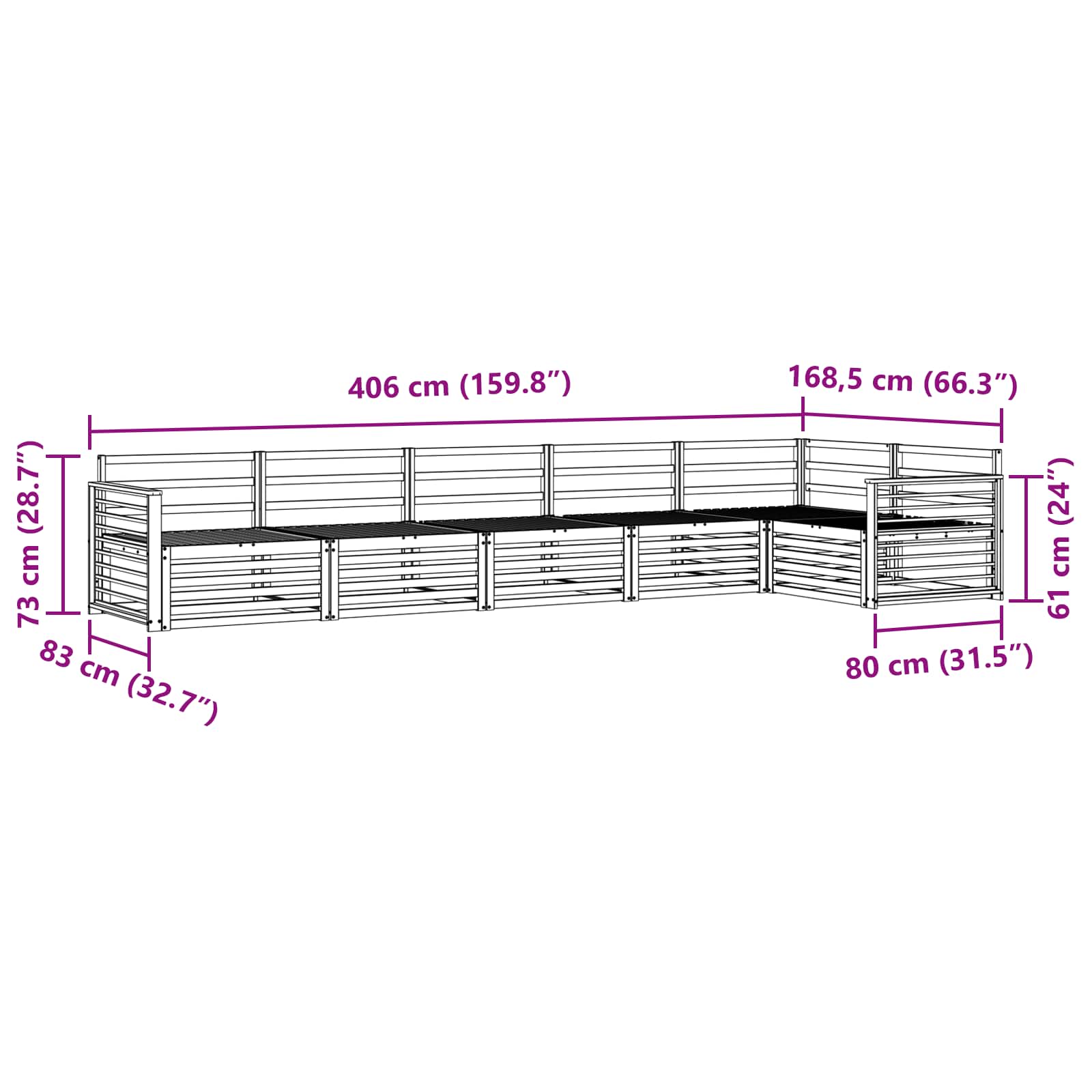 vidaXL Zestaw sof na zewnątrz 6 pcs Naturalny Lite Drewno Akacji