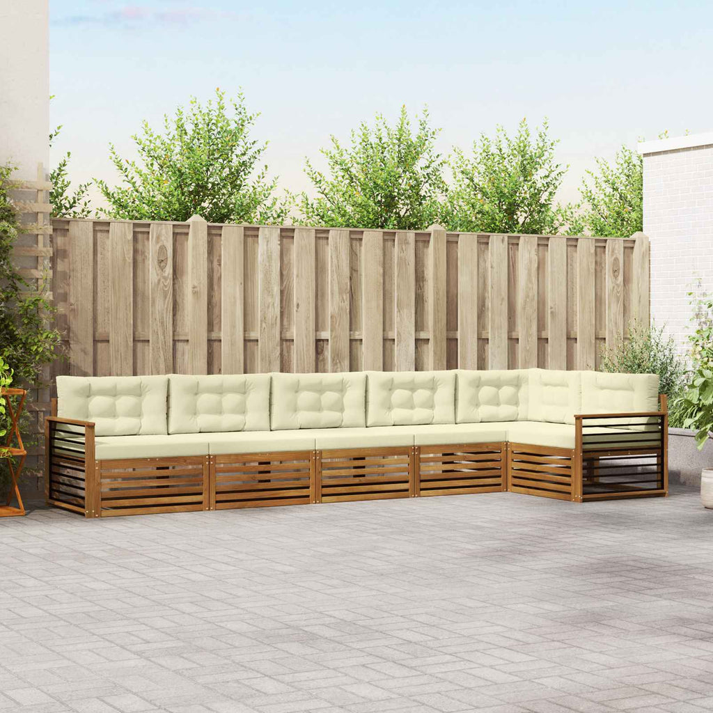 vidaXL Zestaw sof na zewnątrz z poduszką 6 pcs Naturalny i Kremowy