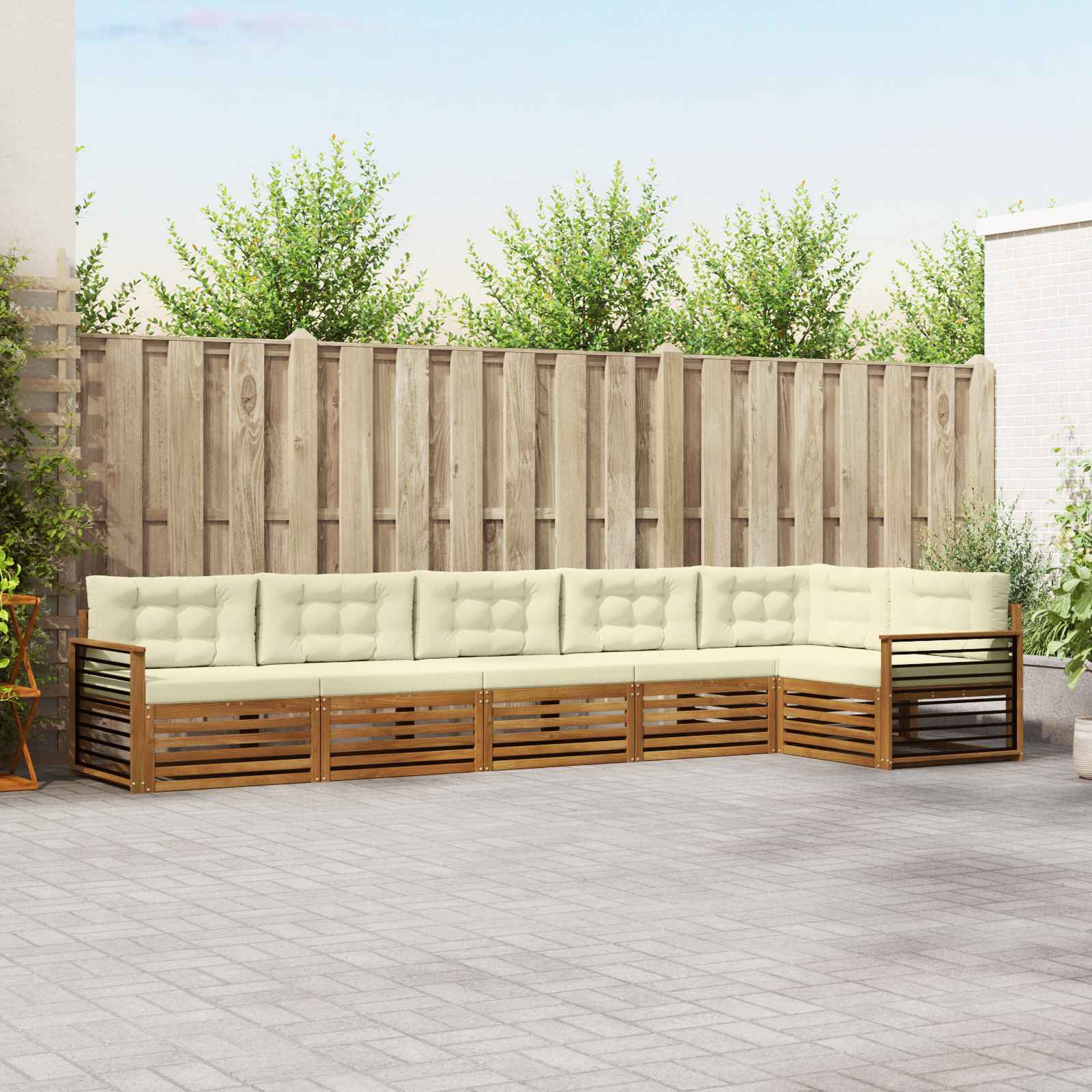 vidaXL Zestaw sof na zewnątrz z poduszką 6 pcs Naturalny i Kremowy