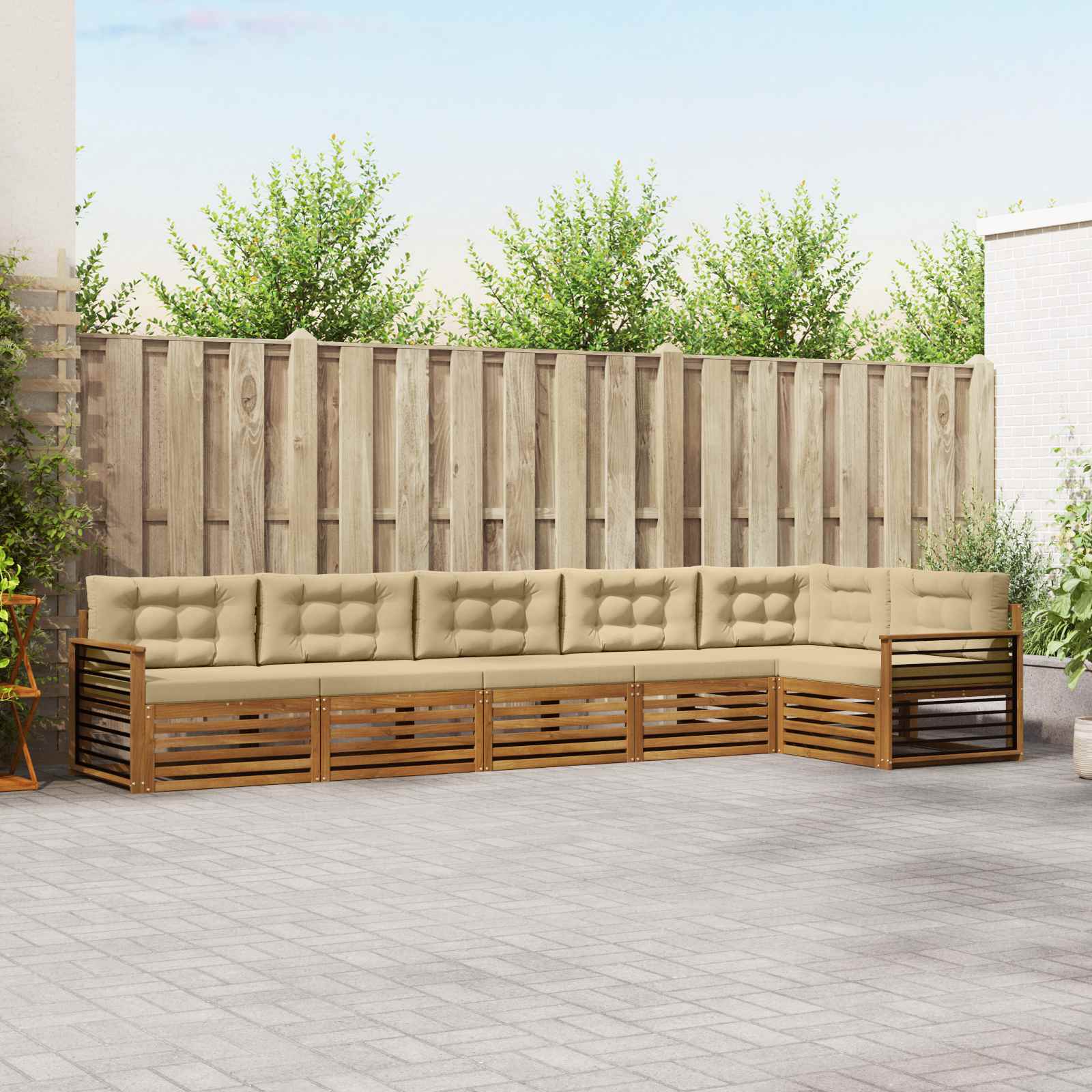 vidaXL Zestaw sof na zewnątrz z poduszką 6 pcs Naturalny i Beżowy