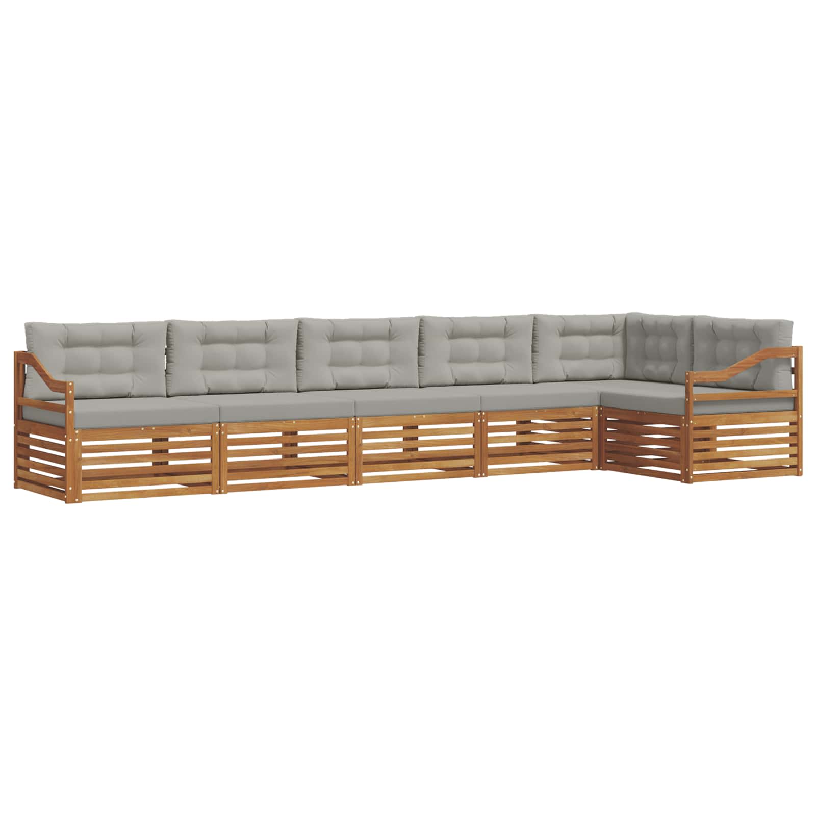 vidaXL Zestaw sof na zewnątrz z poduszką 6 pcs Naturalny i Jasny Szary