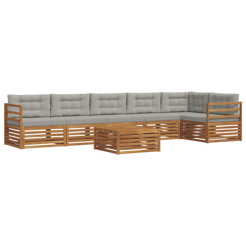 vidaXL Zestaw sof na zewnątrz z poduszką 7 pcs Naturalny i Jasny Szary