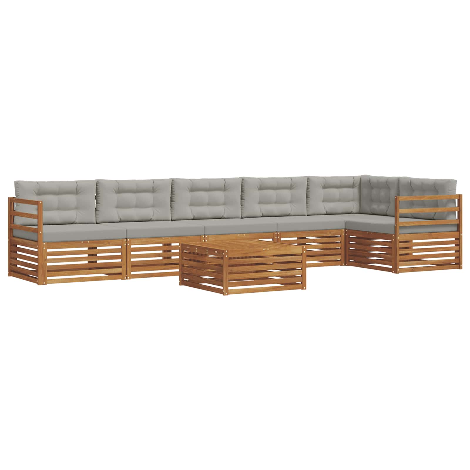 vidaXL Zestaw sof na zewnątrz z poduszką 7 pcs Naturalny i Jasny Szary