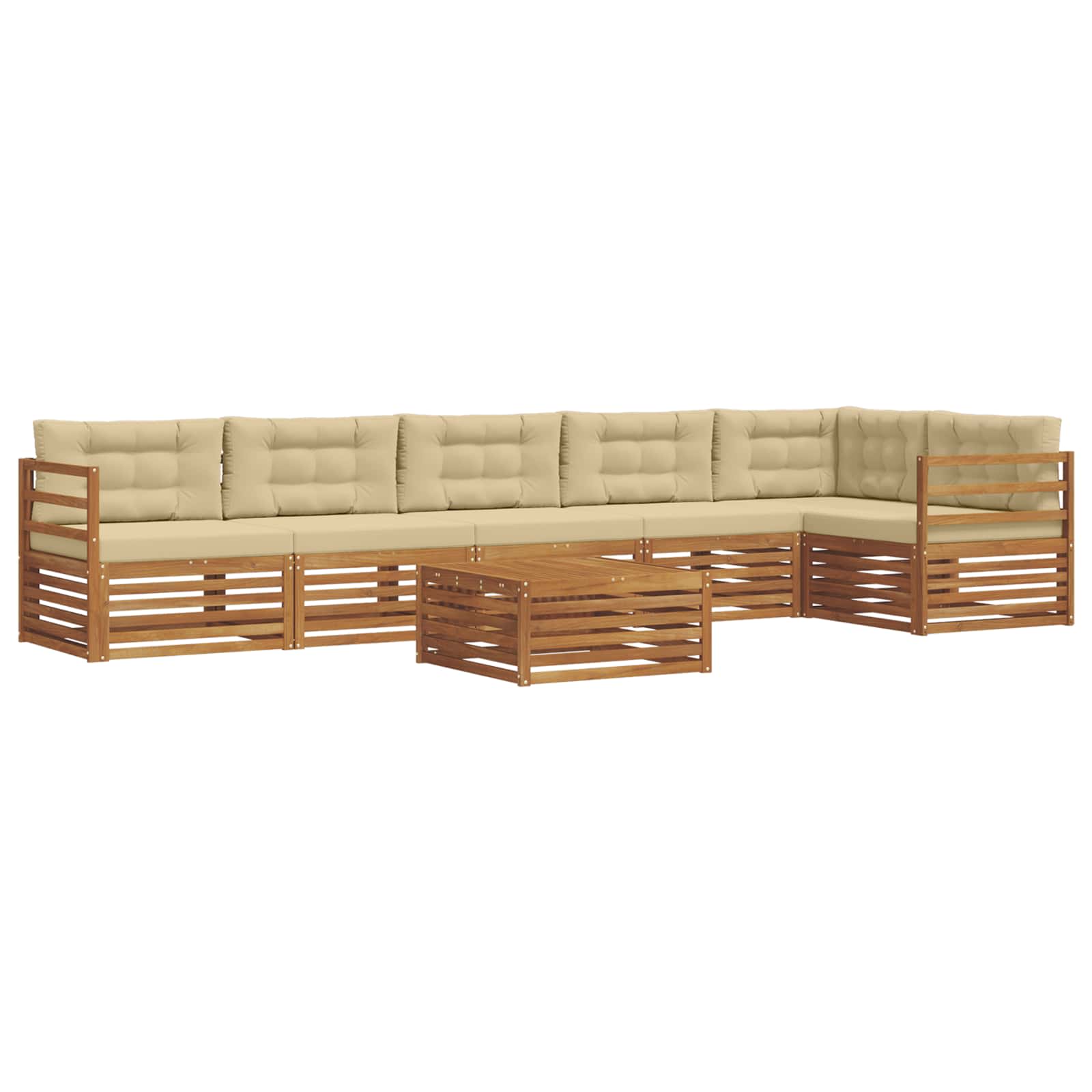 vidaXL Zestaw sof na zewnątrz z poduszką 7 pcs Naturalny i Beżowy
