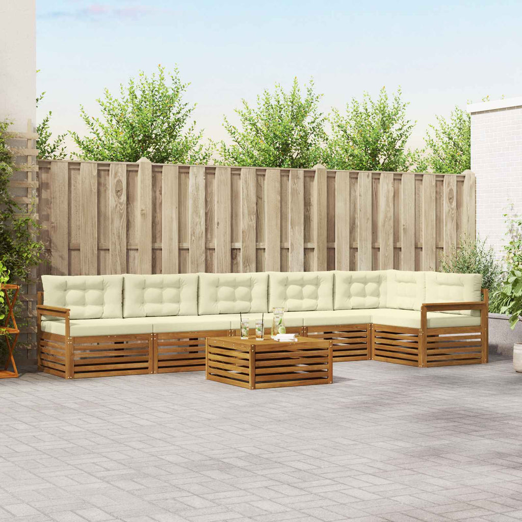 vidaXL Zestaw sof na zewnątrz z poduszką 7 pcs Naturalny i Kremowy