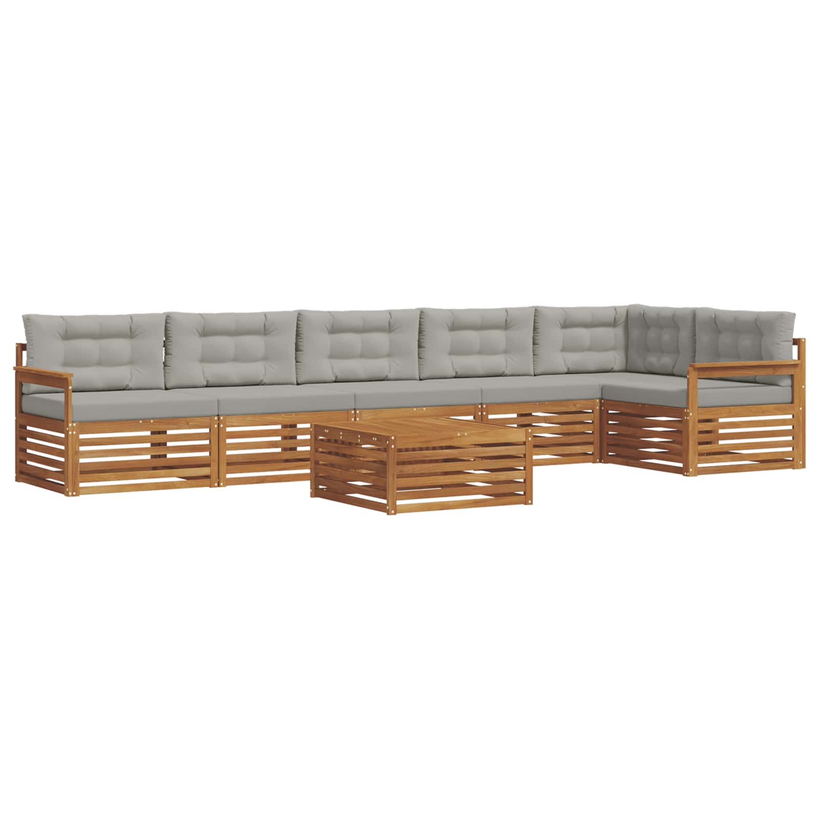 vidaXL Zestaw sof na zewnątrz z poduszką 7 pcs Naturalny i Jasny Szary