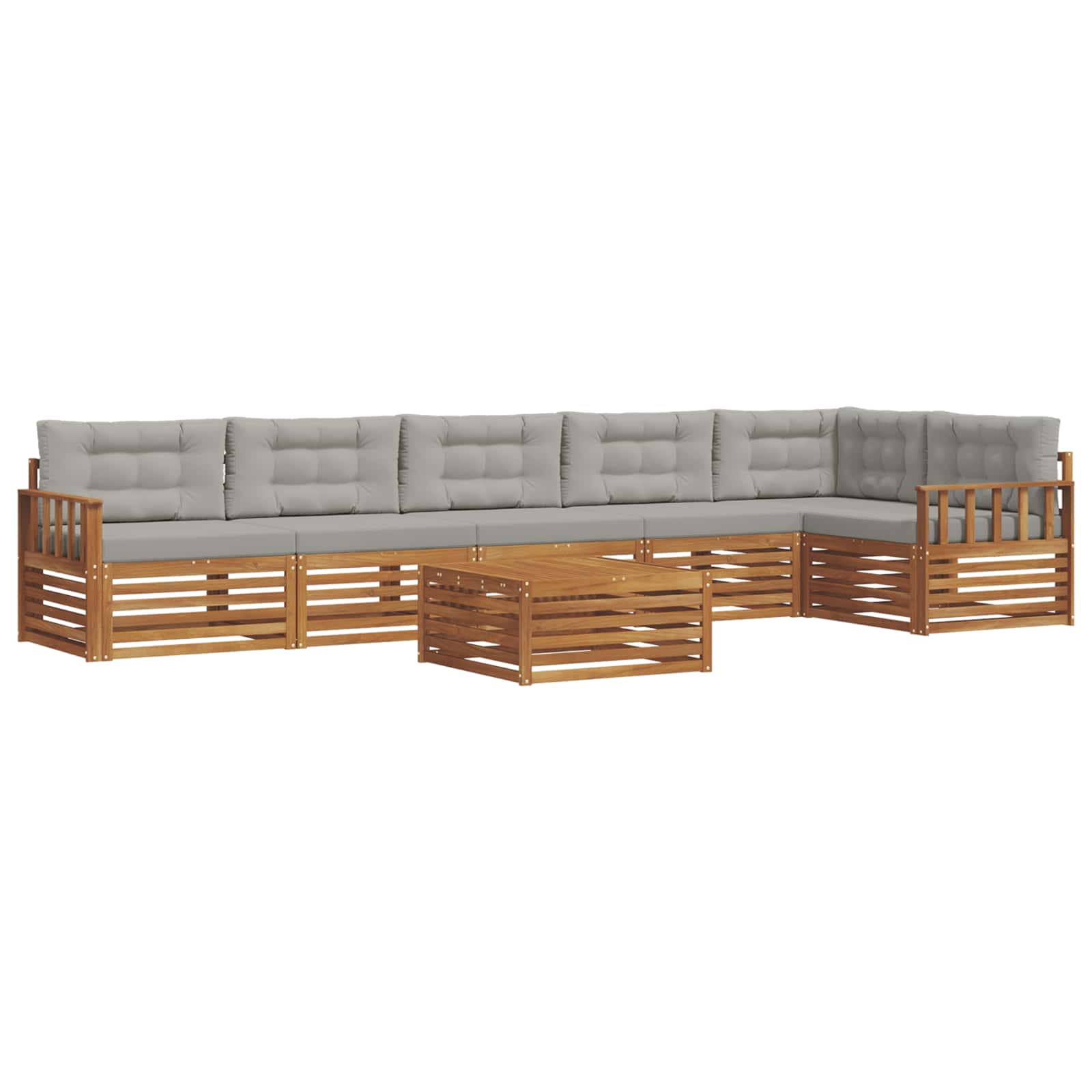 vidaXL Zestaw sof na zewnątrz z poduszką 7 pcs Naturalny i Jasny Szary