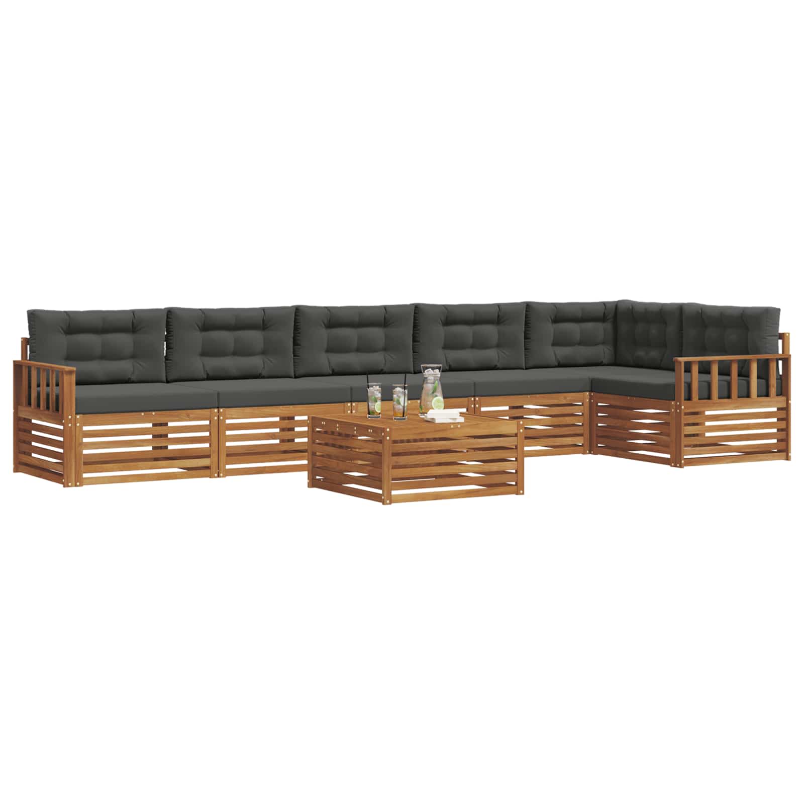 vidaXL Zestaw sof na zewnątrz z poduszką 7 pcs Naturalny i Antracytowy