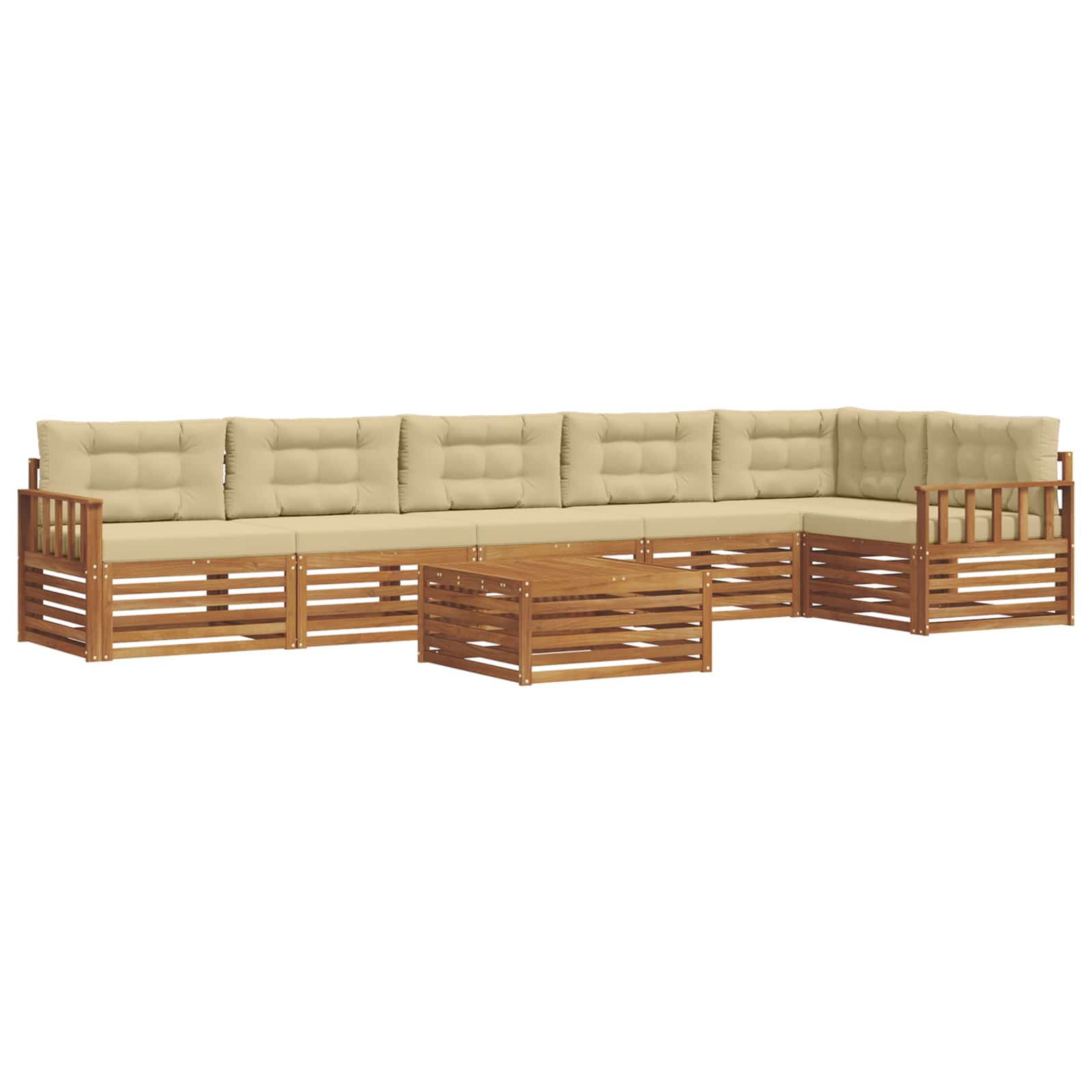 vidaXL Zestaw sof na zewnątrz z poduszką 7 pcs Naturalny i Beżowy