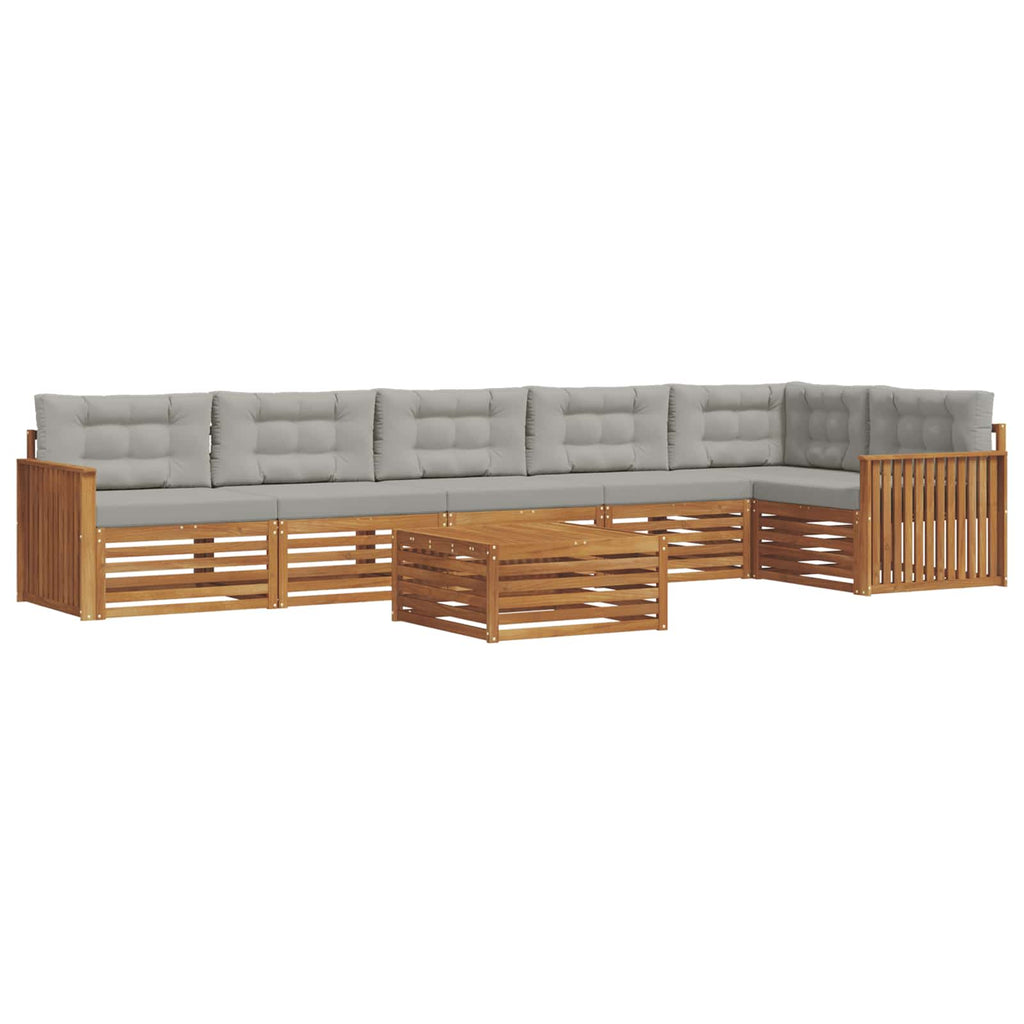 vidaXL Zestaw sof na zewnątrz z poduszką 7 pcs Naturalny i Jasny Szary