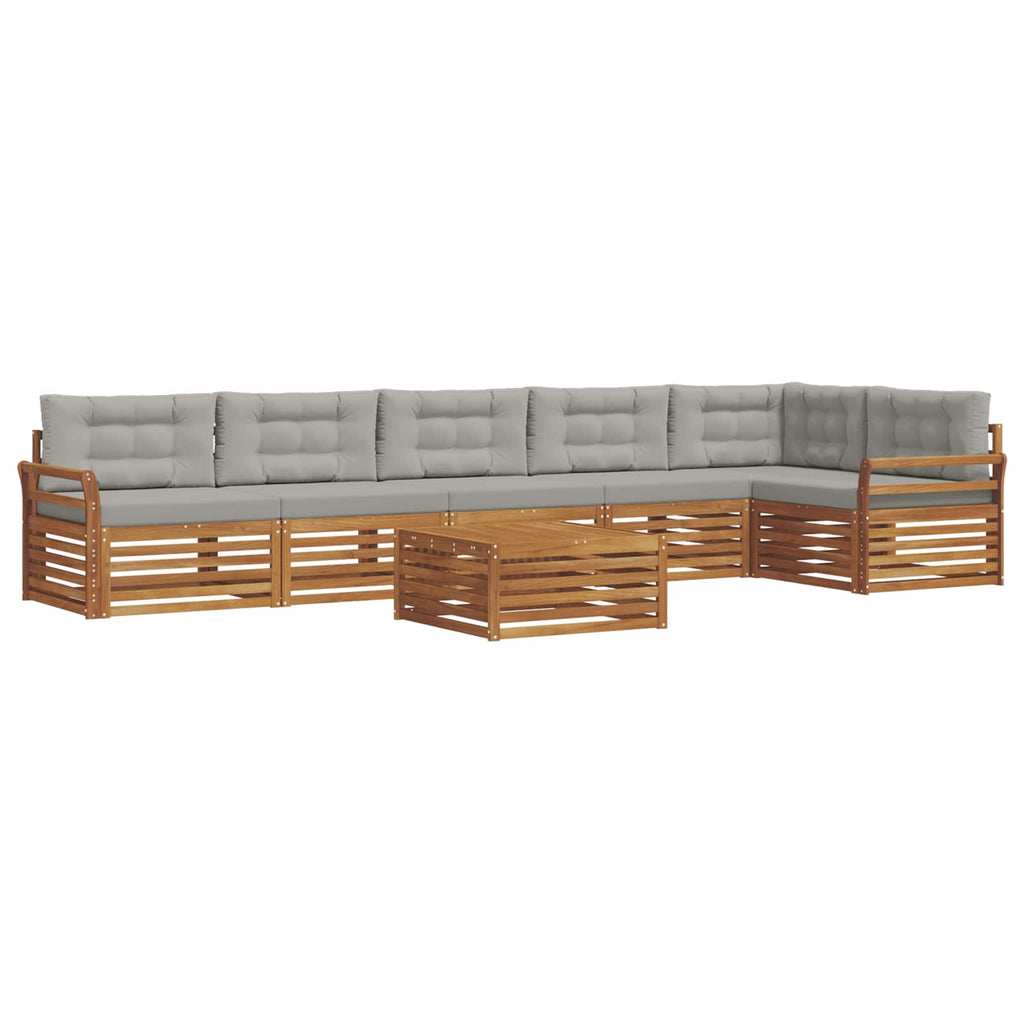 vidaXL Zestaw sof na zewnątrz z poduszką 7 pcs Naturalny i Jasny Szary