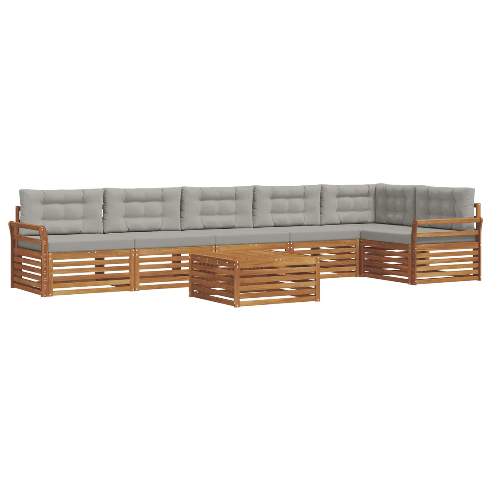 vidaXL Zestaw sof na zewnątrz z poduszką 7 pcs Naturalny i Jasny Szary