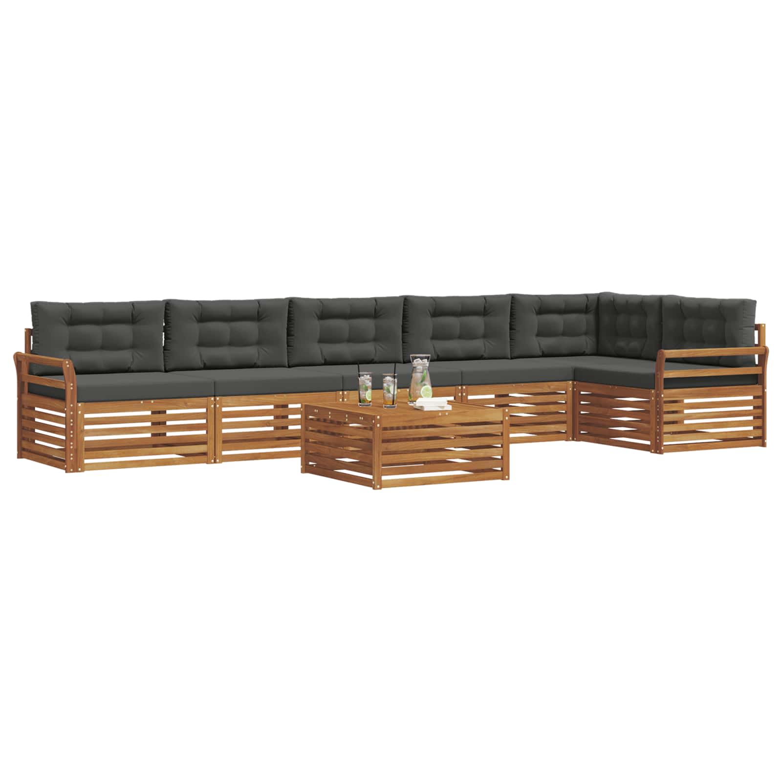 vidaXL Zestaw sof na zewnątrz z poduszką 7 pcs Naturalny i Antracytowy