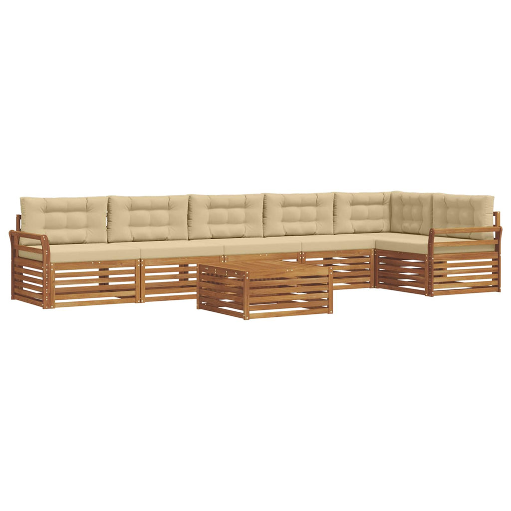vidaXL Zestaw sof na zewnątrz z poduszką 7 pcs Naturalny i Beżowy
