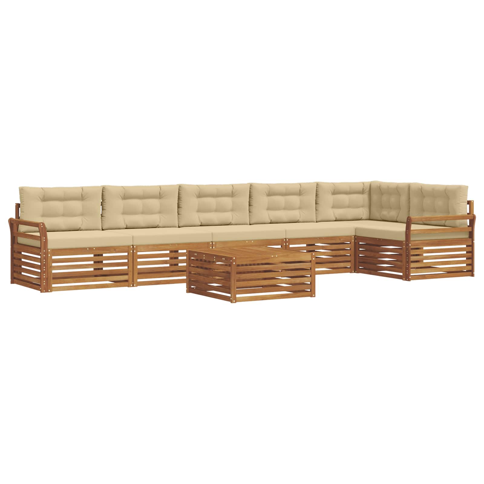 vidaXL Zestaw sof na zewnątrz z poduszką 7 pcs Naturalny i Beżowy