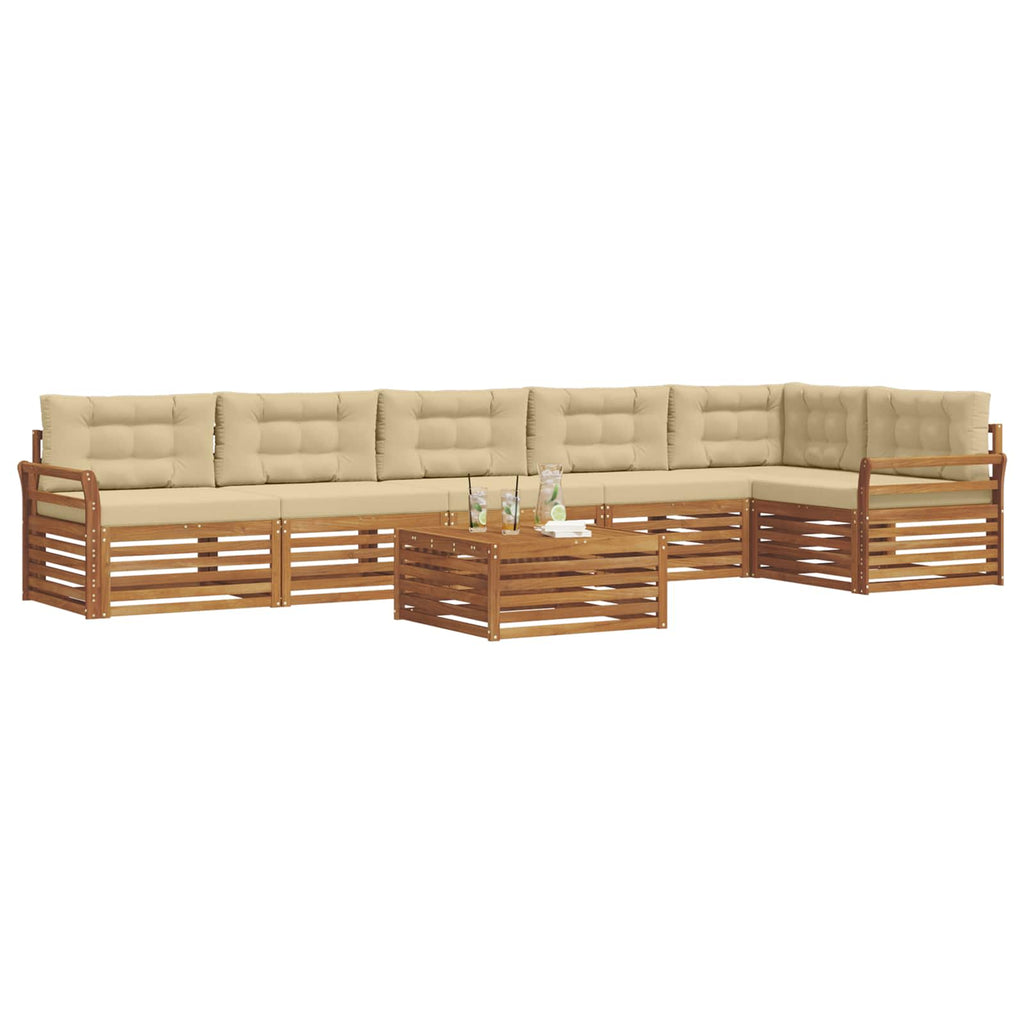 vidaXL Zestaw sof na zewnątrz z poduszką 7 pcs Naturalny i Beżowy