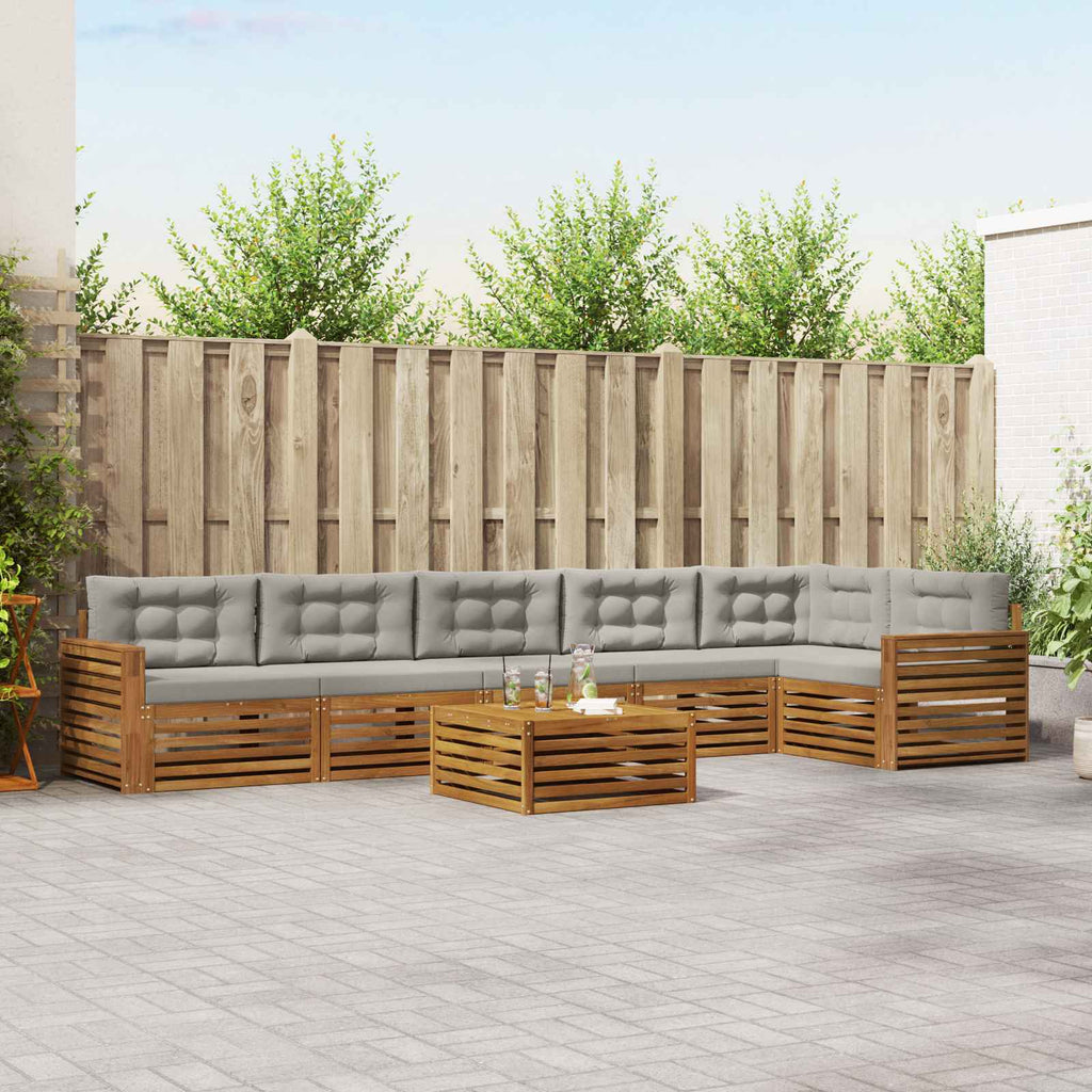 vidaXL Zestaw sof na zewnątrz z poduszką 7 pcs Naturalny i Jasny Szary