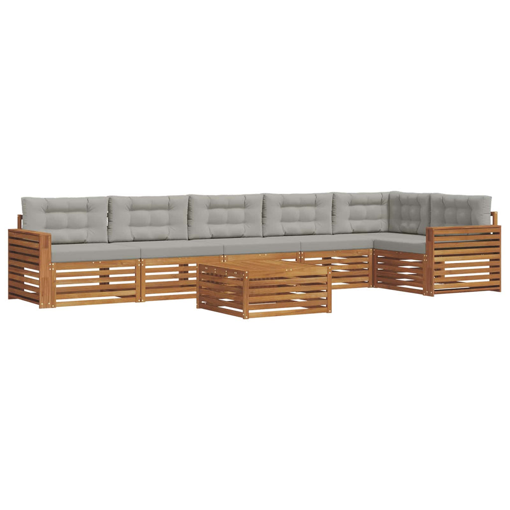 vidaXL Zestaw sof na zewnątrz z poduszką 7 pcs Naturalny i Jasny Szary