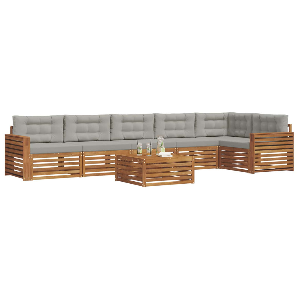 vidaXL Zestaw sof na zewnątrz z poduszką 7 pcs Naturalny i Jasny Szary