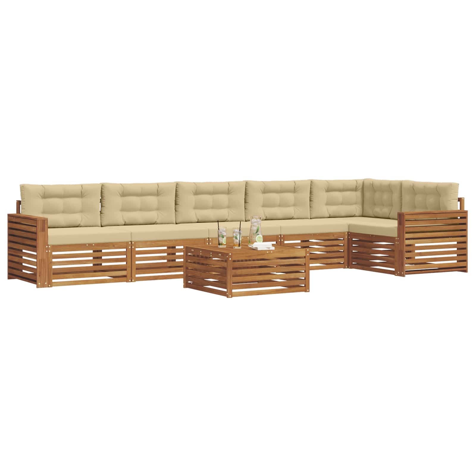 vidaXL Zestaw sof na zewnątrz z poduszką 7 pcs Naturalny i Beżowy