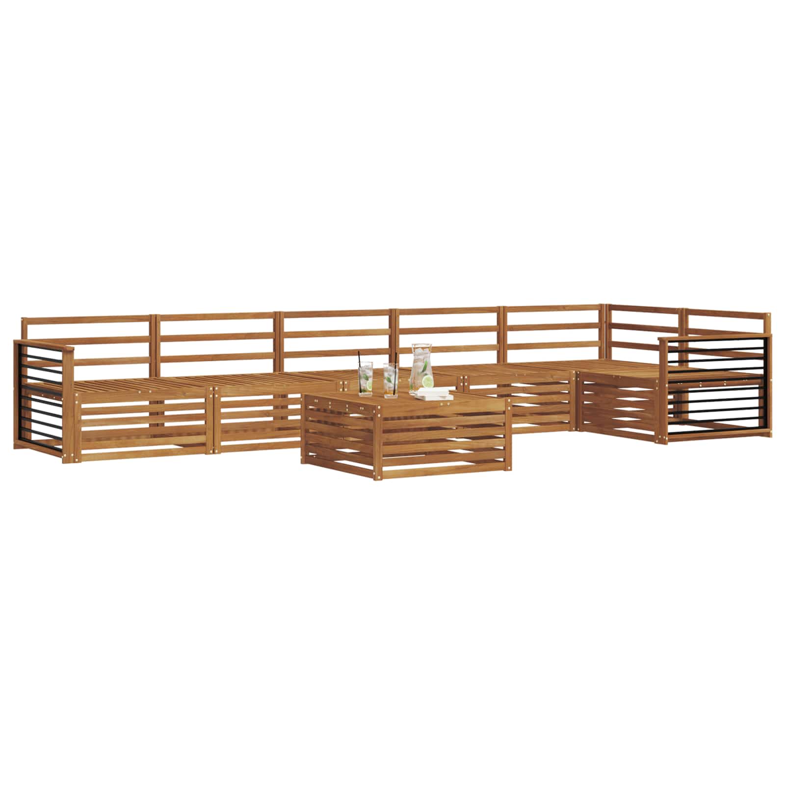 vidaXL Zestaw sof na zewnątrz 7 pcs Naturalny Lite Drewno Akacji