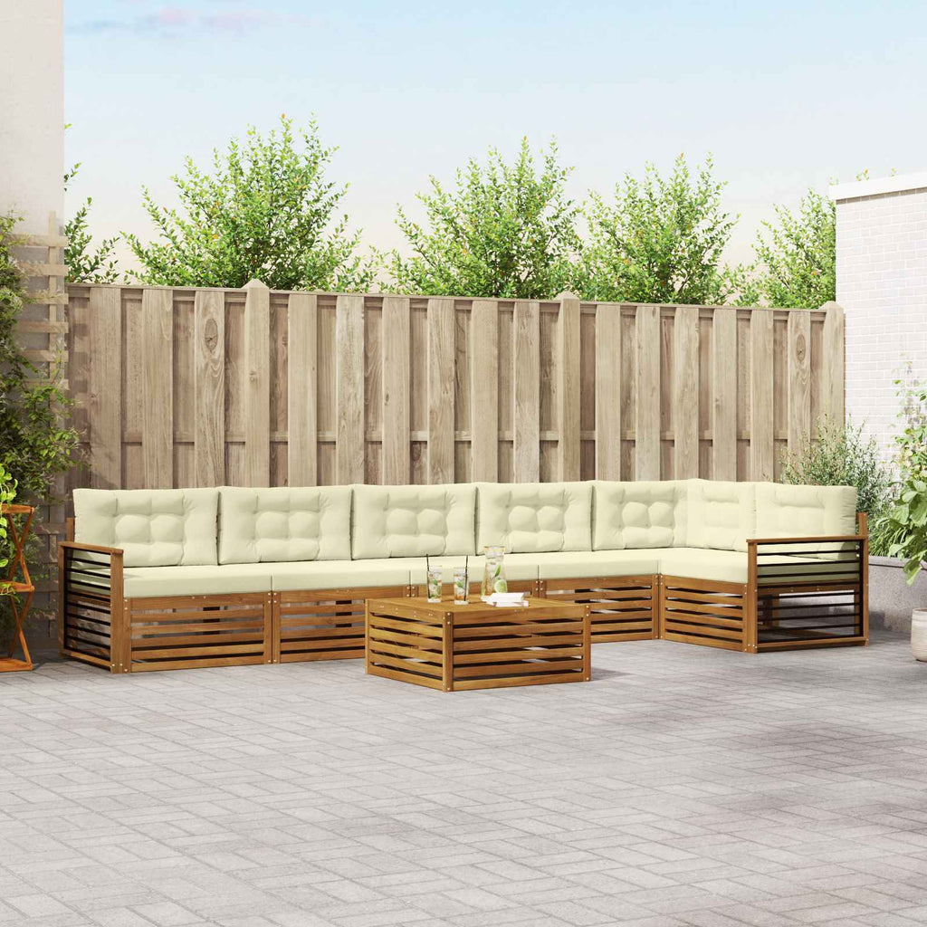 vidaXL Zestaw sof na zewnątrz z poduszką 7 pcs Naturalny i Kremowy