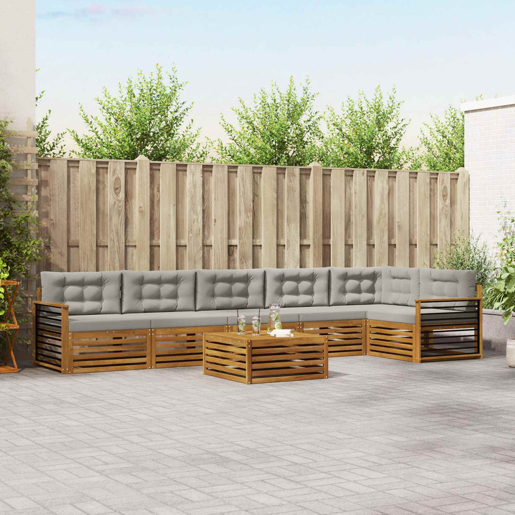vidaXL Zestaw sof na zewnątrz z poduszką 7 pcs Naturalny i Jasny Szary