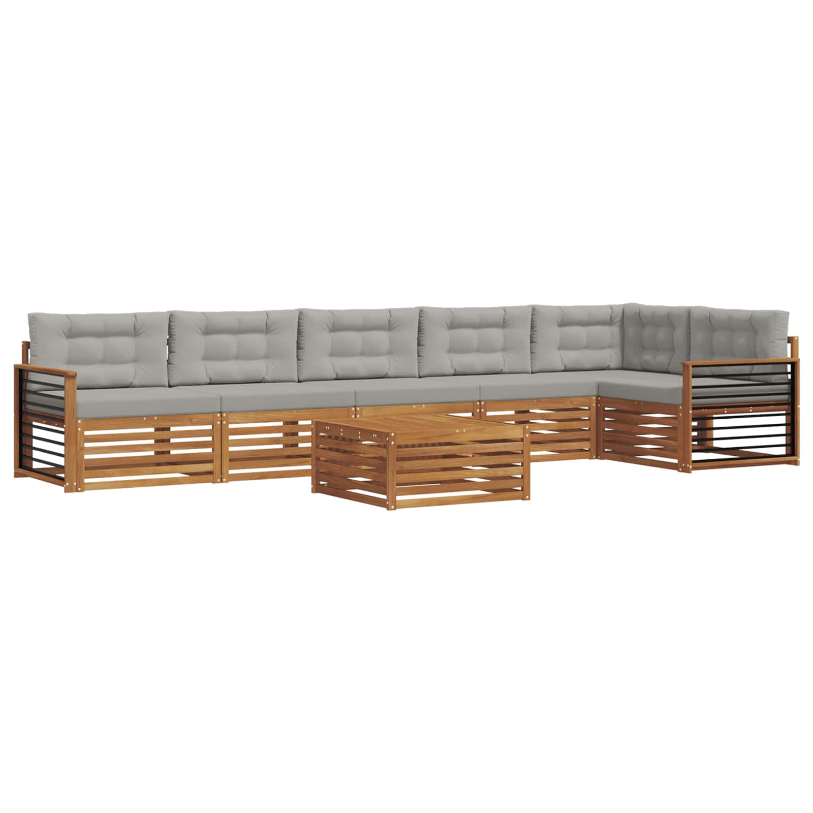 vidaXL Zestaw sof na zewnątrz z poduszką 7 pcs Naturalny i Jasny Szary