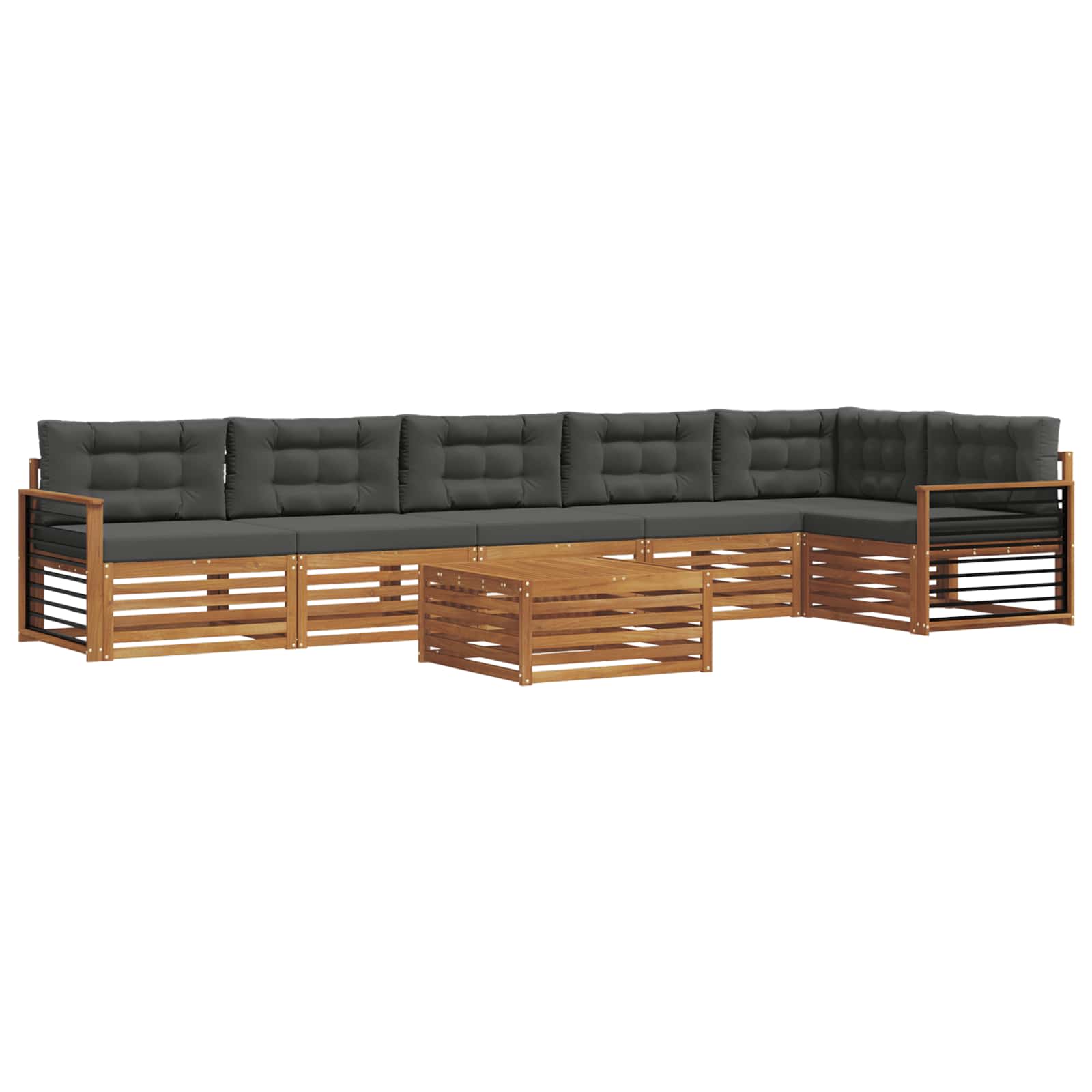 vidaXL Zestaw sof na zewnątrz z poduszką 7 pcs Naturalny i Antracytowy