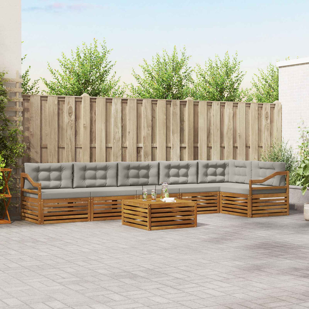 vidaXL Zestaw sof na zewnątrz z poduszką 7 pcs Naturalny i Jasny Szary