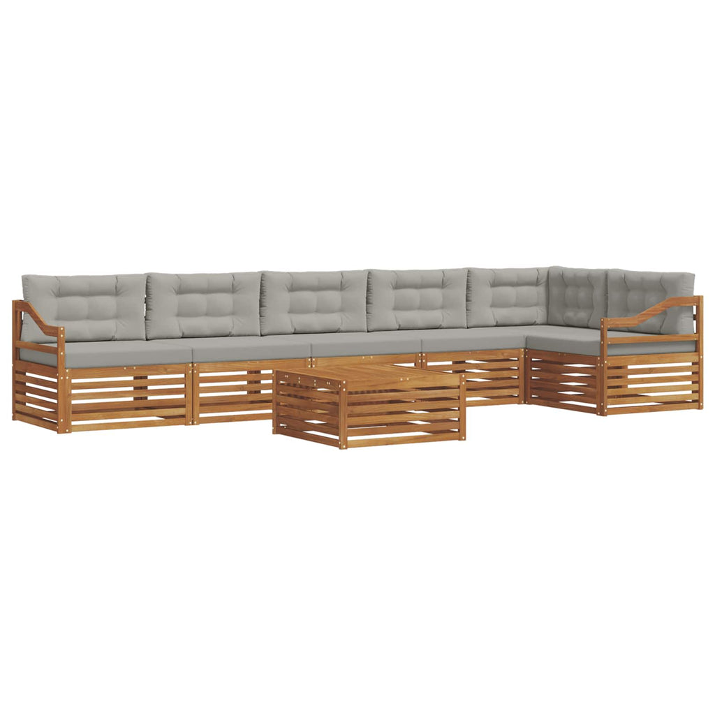 vidaXL Zestaw sof na zewnątrz z poduszką 7 pcs Naturalny i Jasny Szary