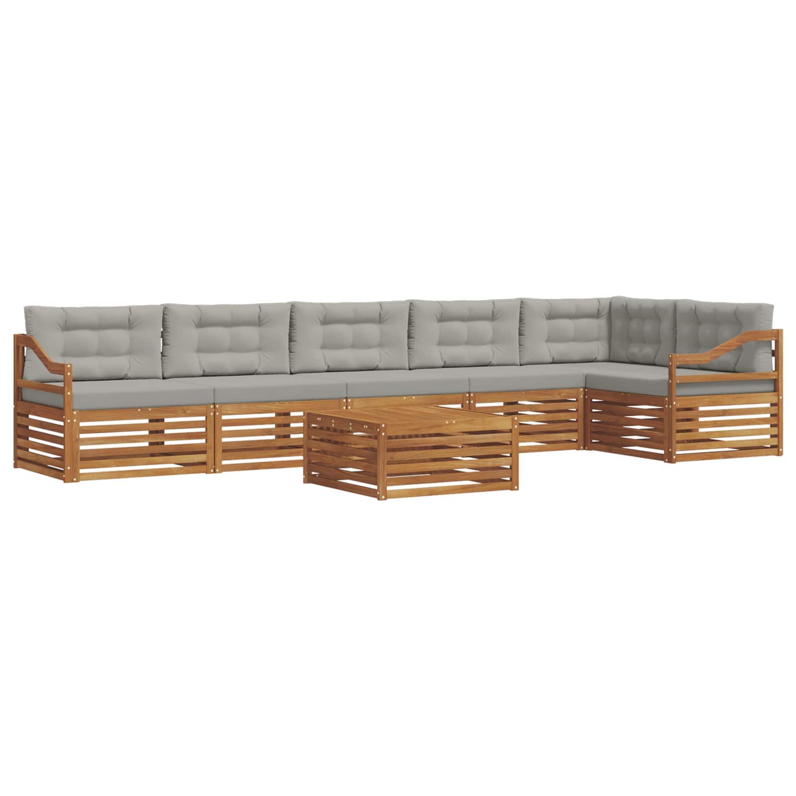 vidaXL Zestaw sof na zewnątrz z poduszką 7 pcs Naturalny i Jasny Szary