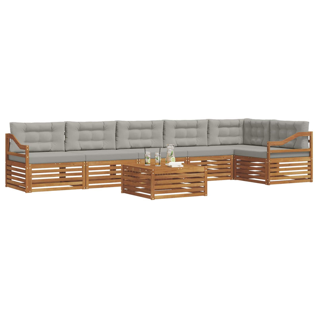 vidaXL Zestaw sof na zewnątrz z poduszką 7 pcs Naturalny i Jasny Szary