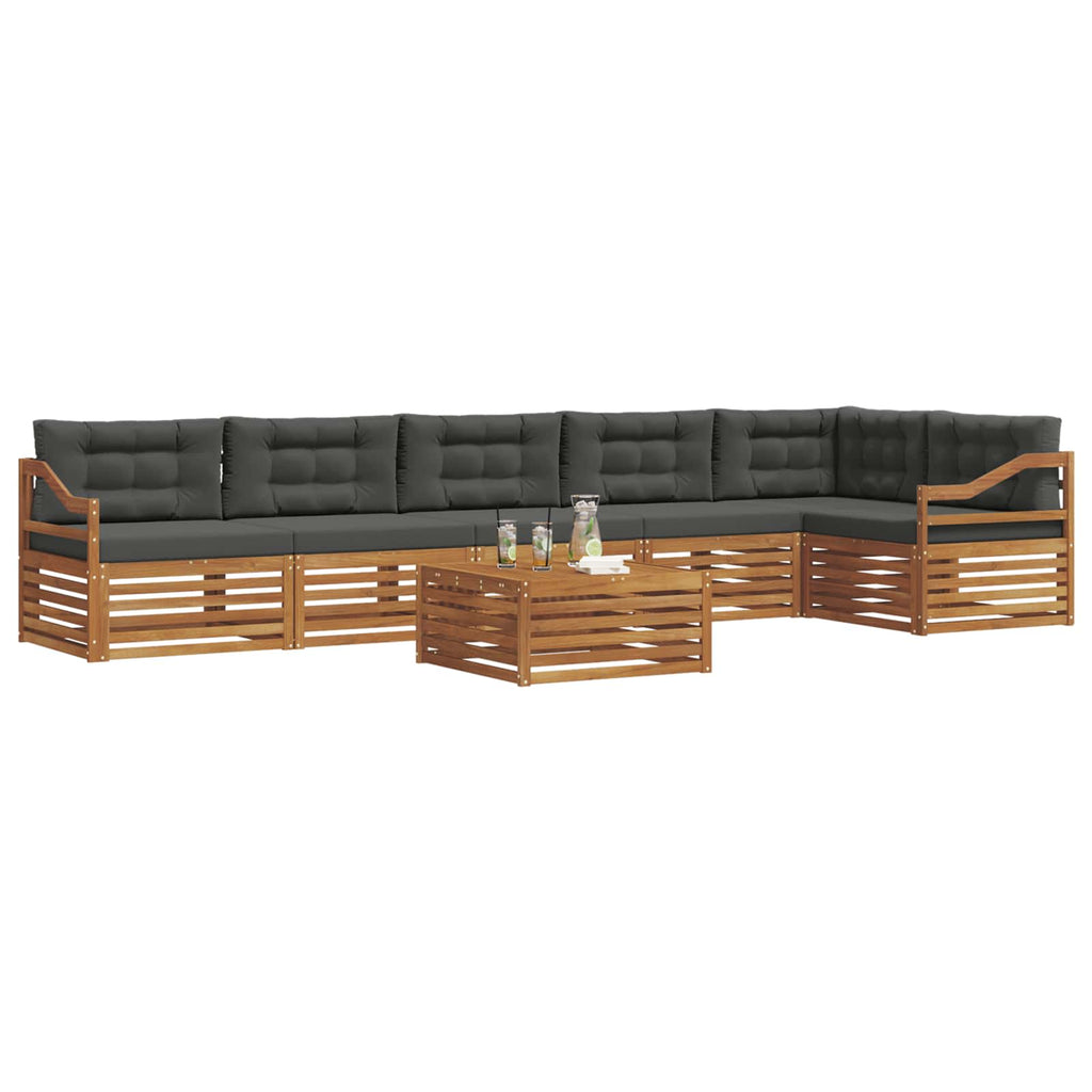 vidaXL Zestaw sof na zewnątrz z poduszką 7 pcs Naturalny i Antracytowy