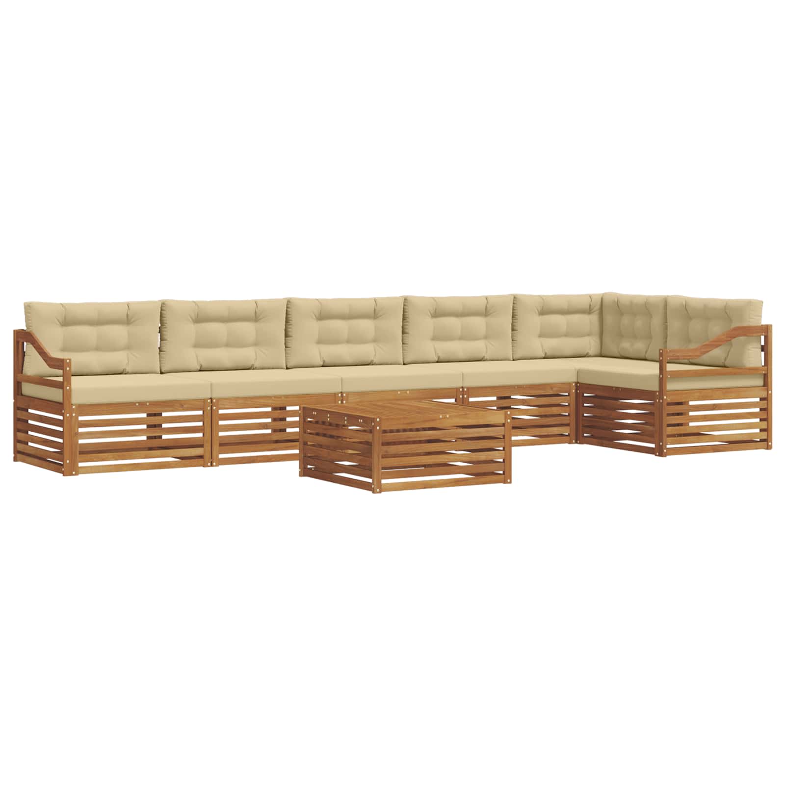vidaXL Zestaw sof na zewnątrz z poduszką 7 pcs Naturalny i Beżowy